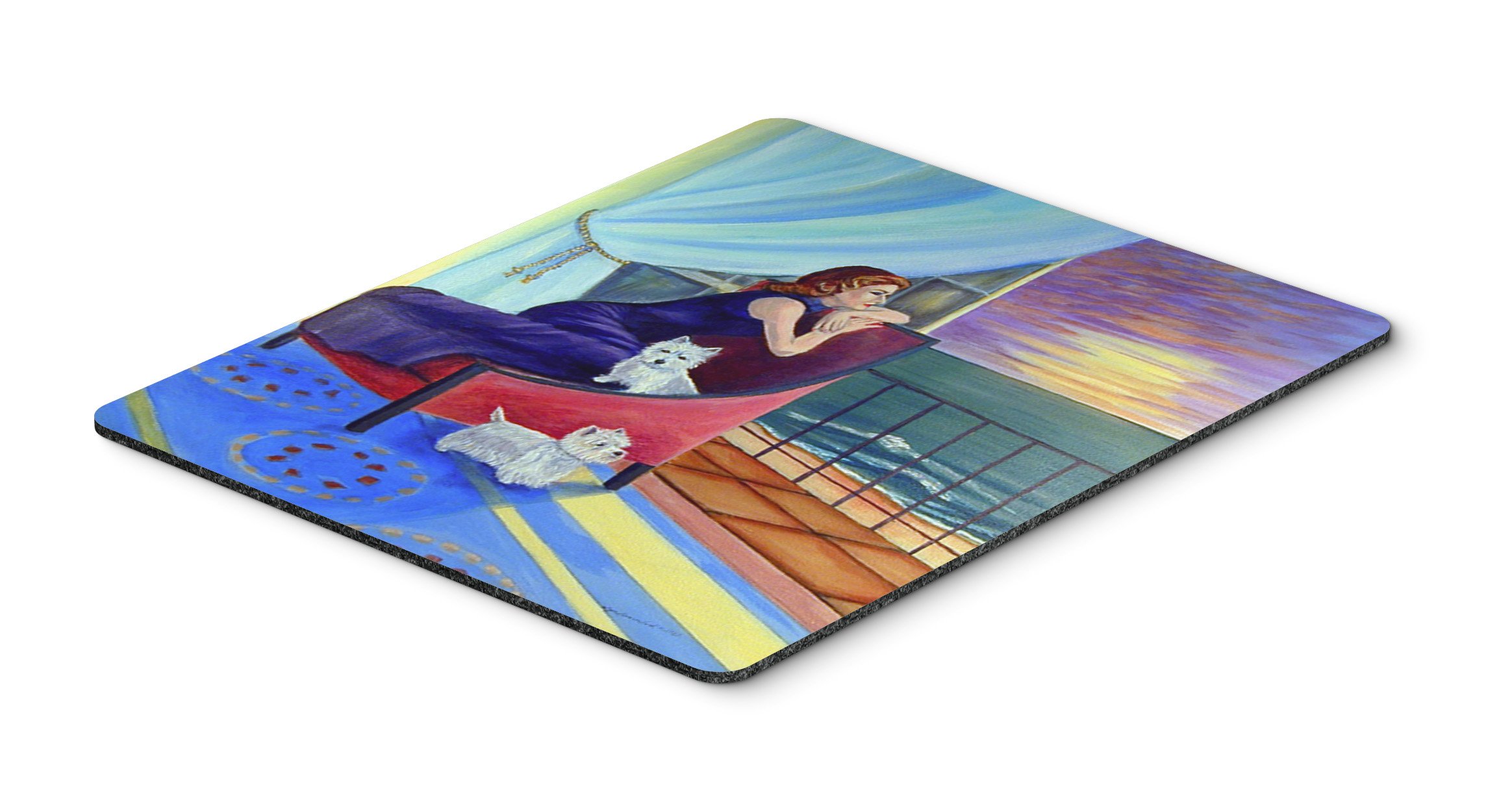 Caroline's Treasures 7167MP Lady with Westie Mouse Pad - Large Washable Non-Slip Desk Mat for Home Office, Gaming & Computer Work | Perfect for Laptop Users & PC Enthusiasts | Cute Dog-Themed Office Accessory