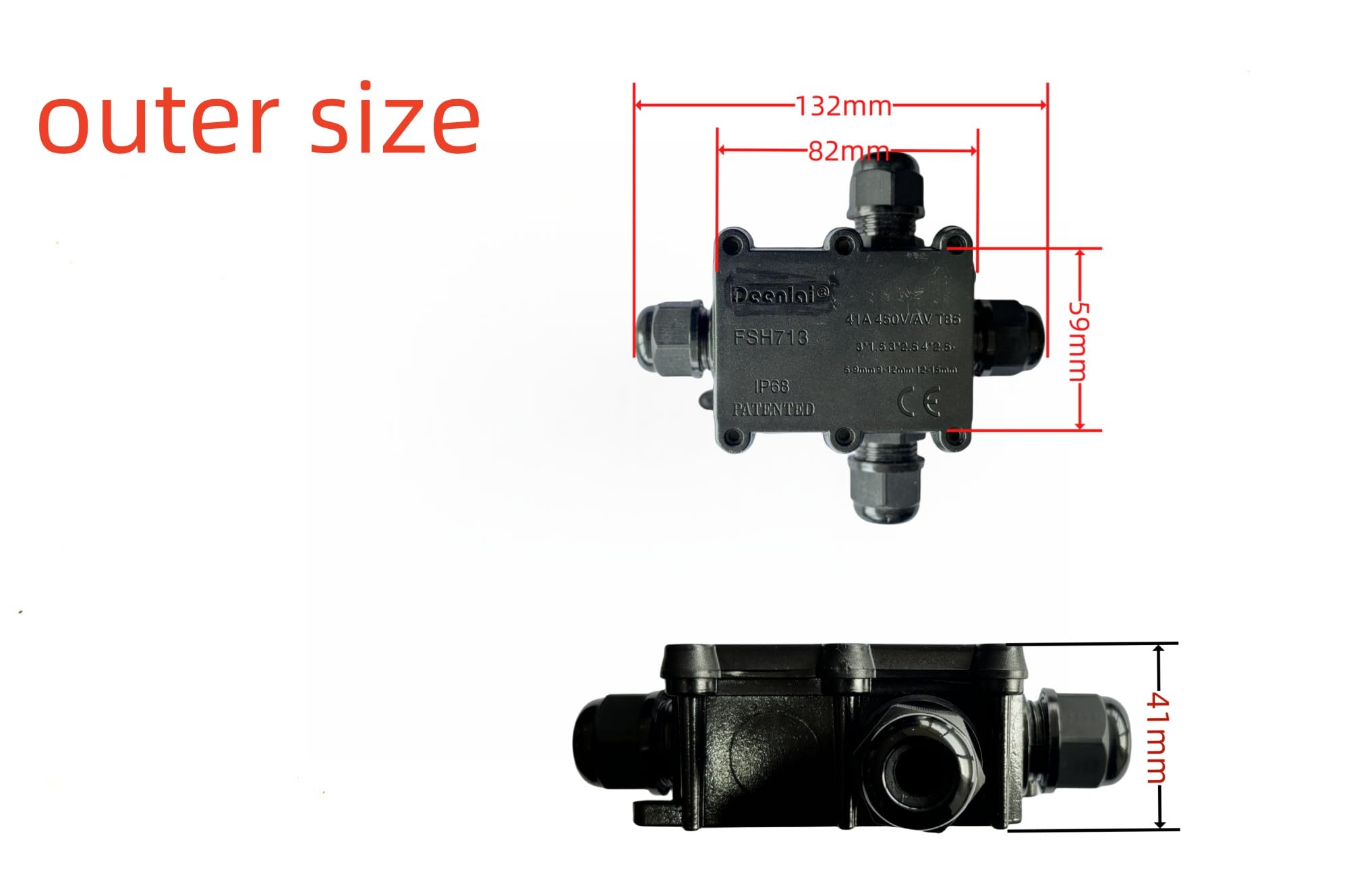 Waterproof Junction Box IP68 - Outdoor Electrical Junction Box with 4 Way M20 Coaxial Cable Connector (4-12mm Wire Range) - Black - Ideal for Outdoor Wiring, Garden Lights, and Marine Applications