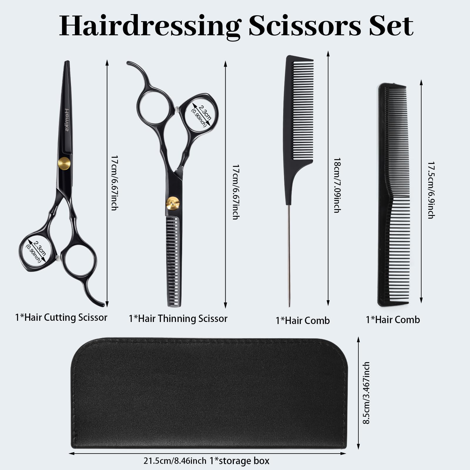 Professional Hair Thinning Scissors Kit - Stainless Steel Hairdressing Shears with Comb, Hair Clips & Storage Bag for Salon, Home & Travel Use (Men & Women)