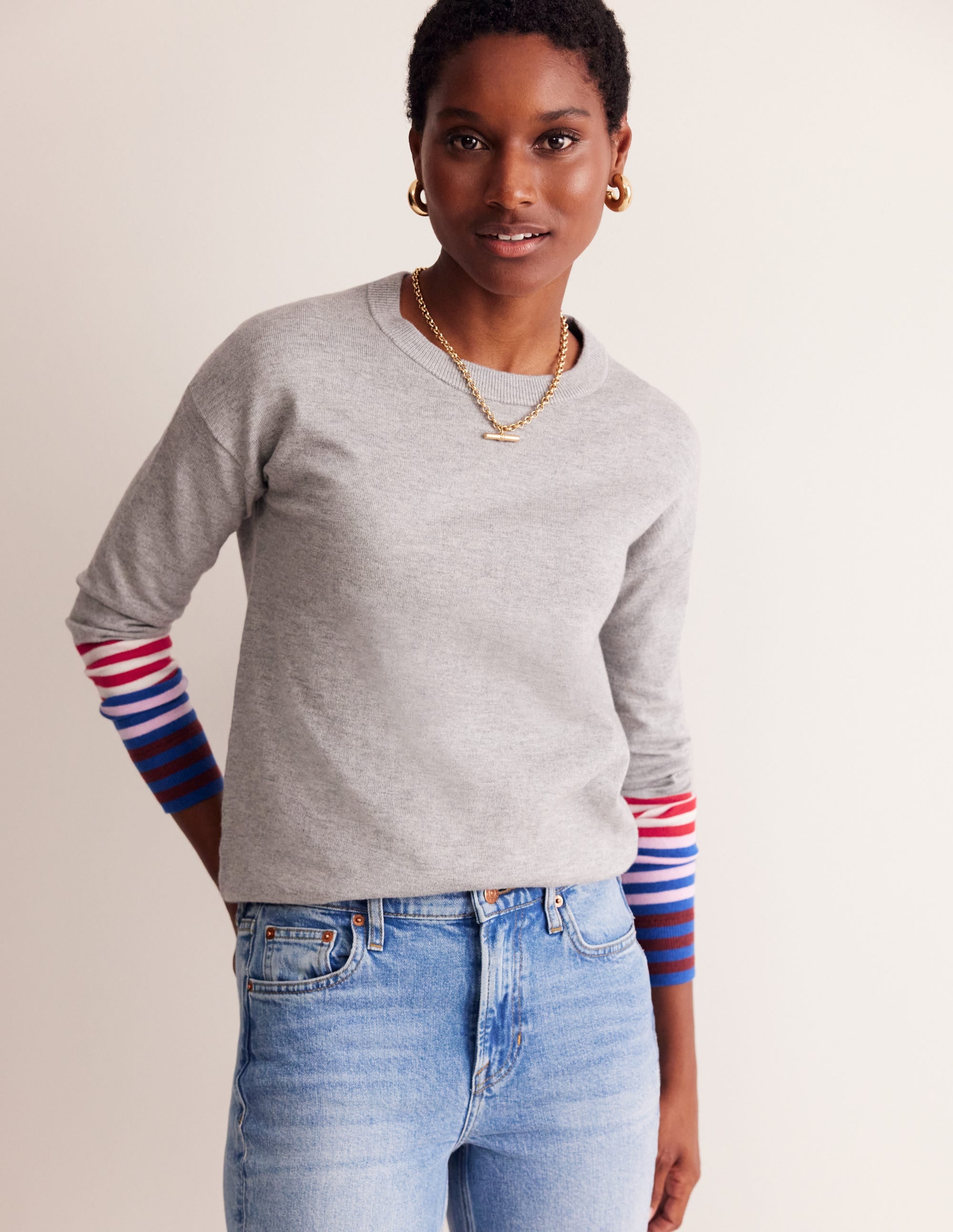 Annie Sweater Grey Melange - Soft Knit Pullover for Women | Cozy Casual Wear for Fall & Winter | Perfect for Office, Dates & Weekend Outings