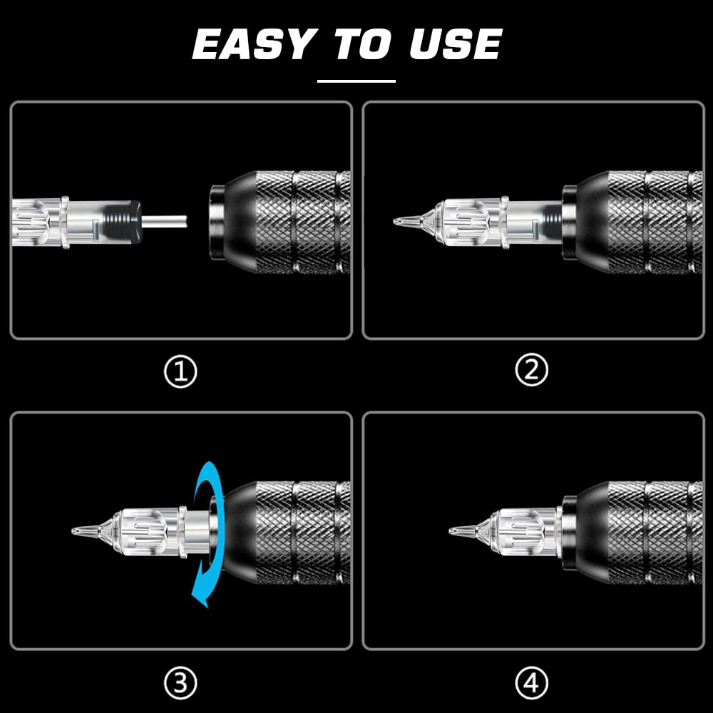 Emalla 20Pcs Disposable Tattoo Needles 1205RL Round Line Cartridge - 0.35mm Standard Tattoo Machine Needles for Beginners & Professional Artists | Perfect for Tattoo Kits, Body Art & Permanent Makeup