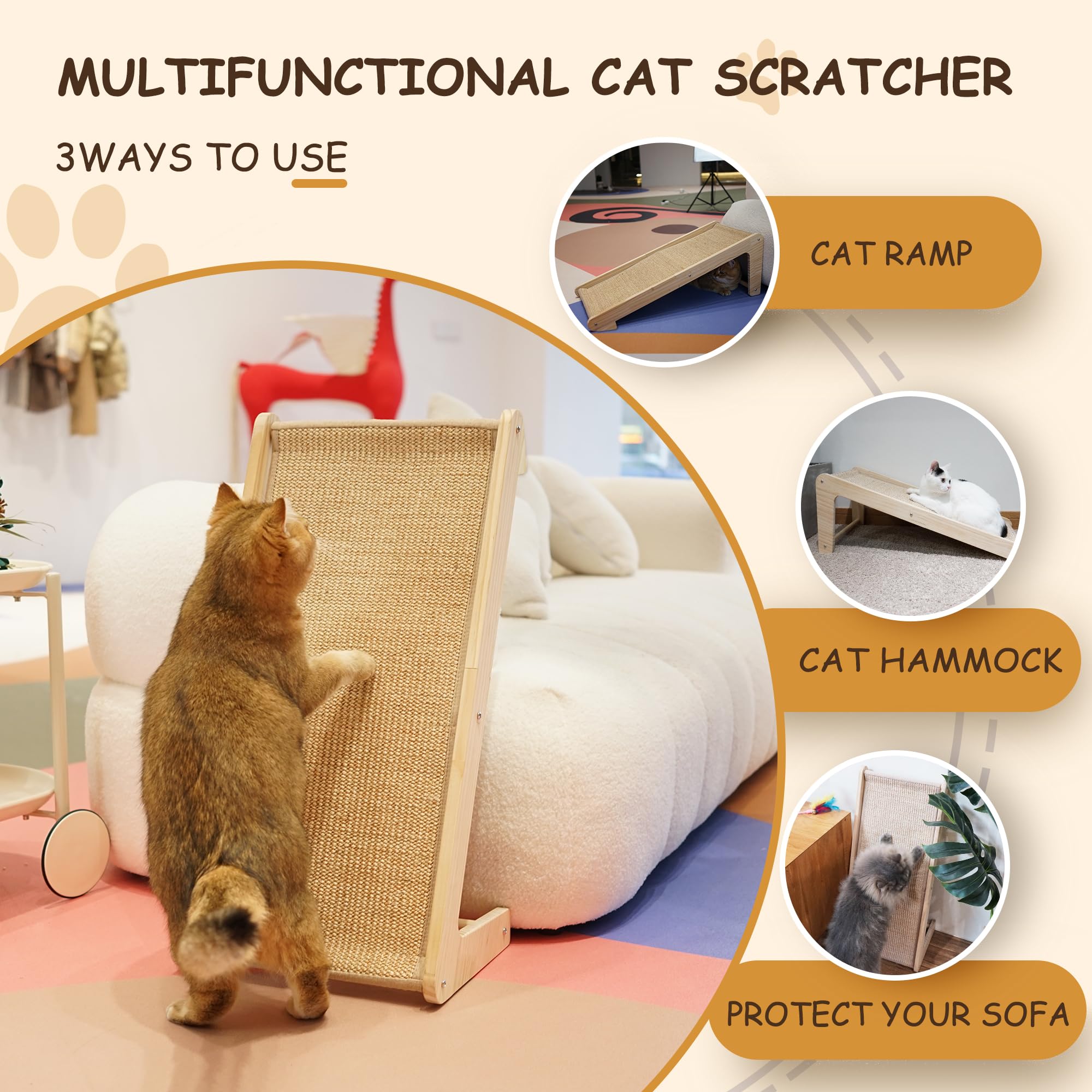 Premium L-Shaped Cat Scratcher for Indoor Cats - Durable Sisal Scratching Board with Catnip | Protects Furniture | Large Size | Perfect for Living Rooms & Home Offices