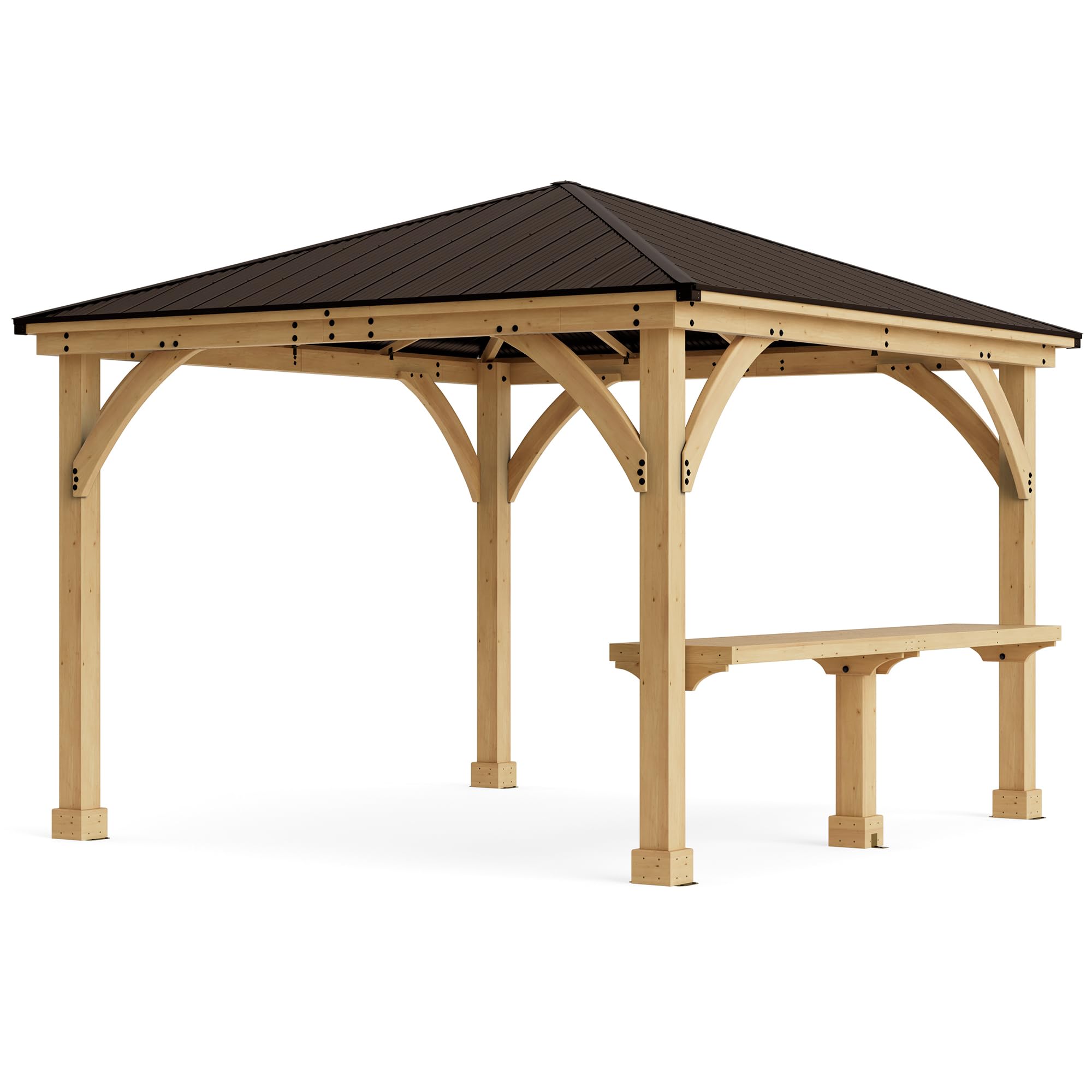 Yardistry 12-Foot Meridian Bar Counter Attachment for 12-Foot Pavilions, Gazebos & Pergolas - Perfect for Outdoor Entertaining, Backyard Parties & Garden Gatherings