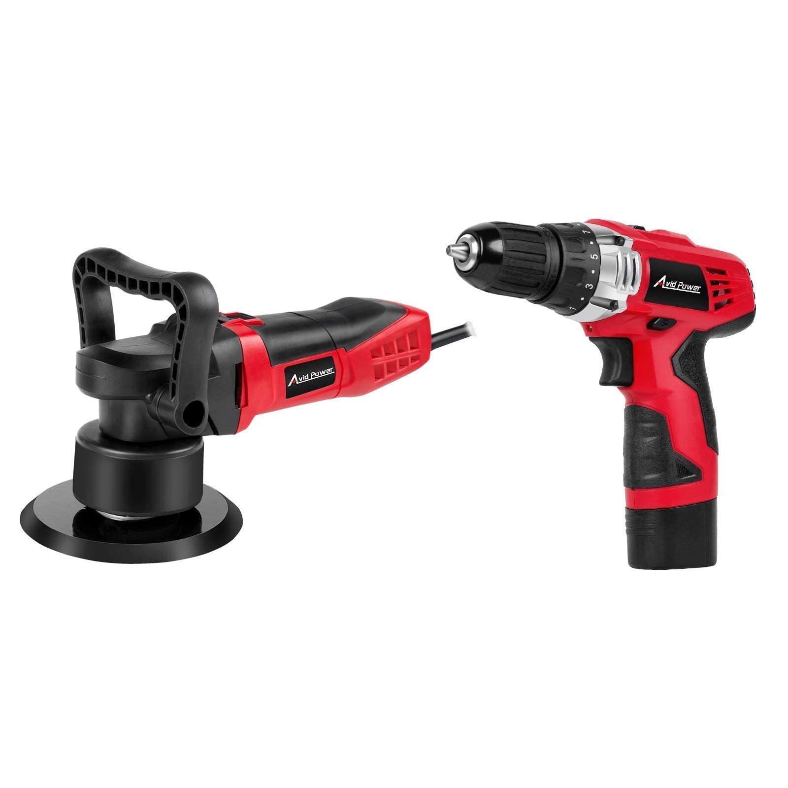 Avid Power 12V Cordless Drill and Polisher Bundle with 22-Piece Drill Bit Set - Perfect for DIY Home Projects, Woodworking, and Car Detailing