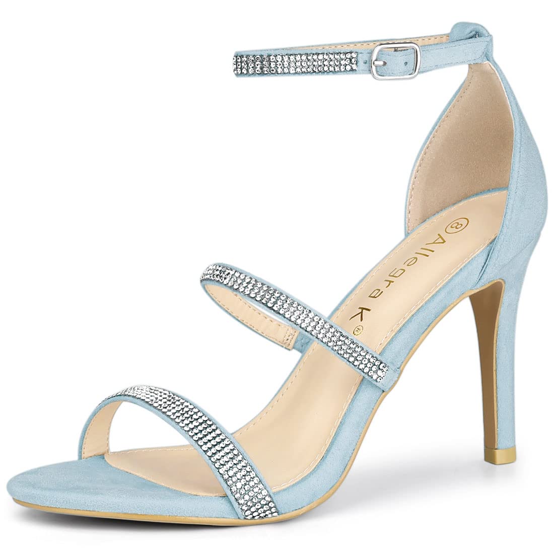 Allegra K Women's Rhinestone Ankle Strap Stiletto High Heel Sandals - Elegant Party Shoes for Weddings, Prom & Evening Events