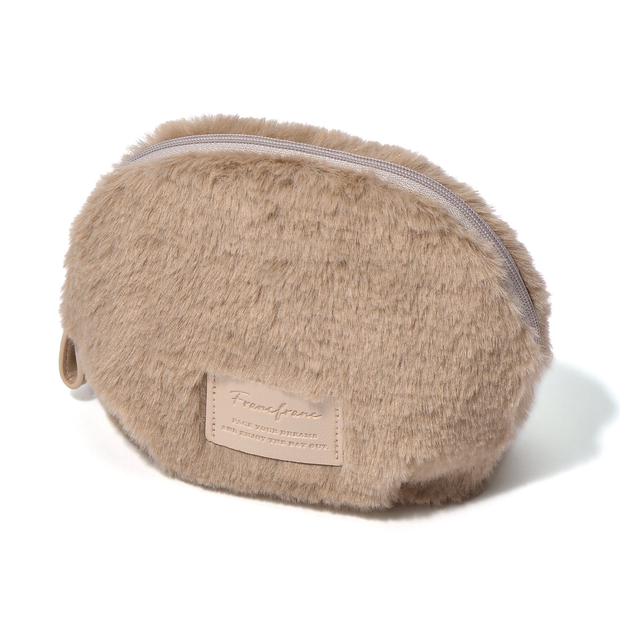 Luxury Faux Fur Round Pouch Handbag - Soft Beige Clutch Purse for Women | Perfect for Evening Parties, Weddings & Special Occasions