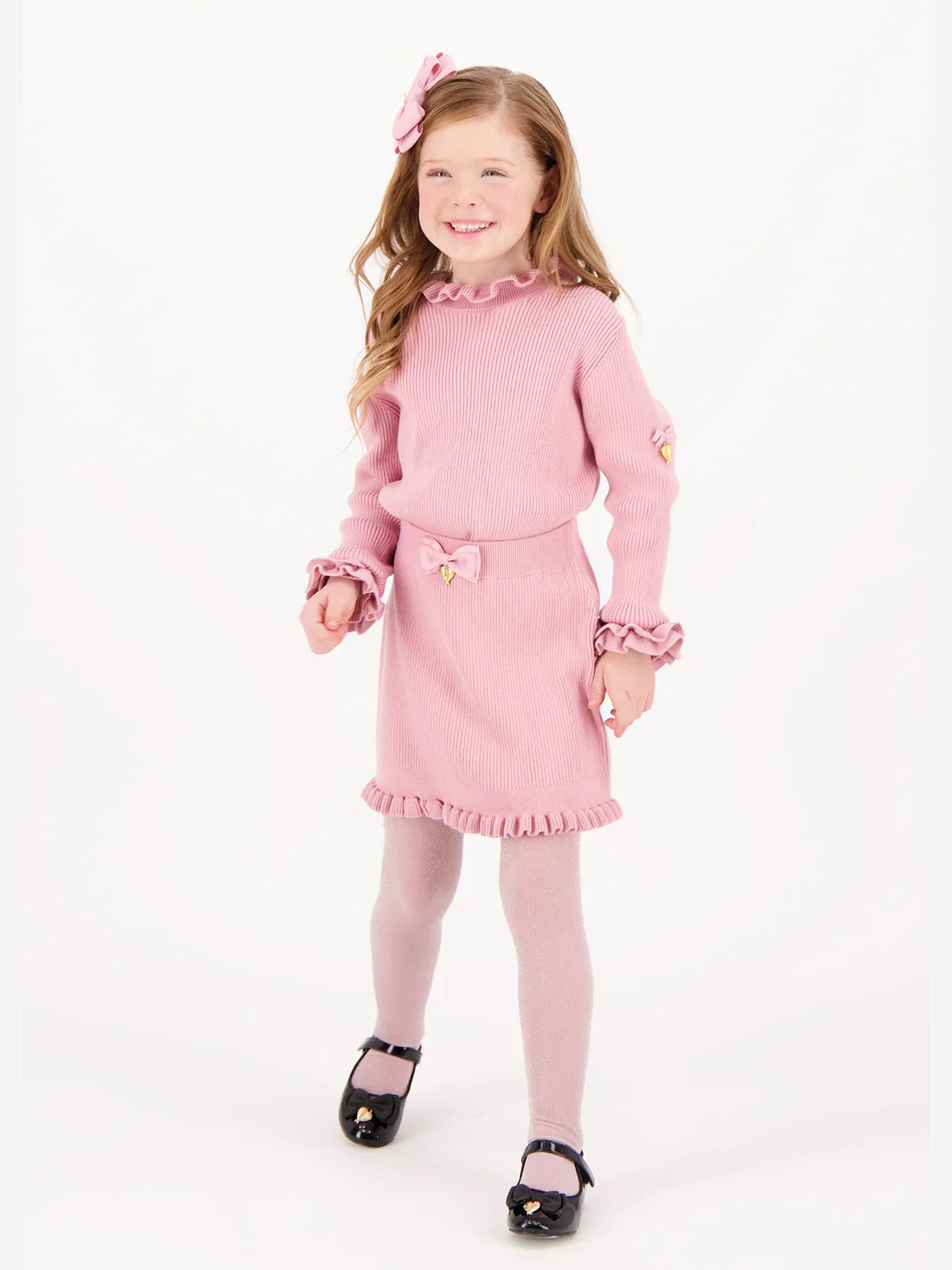Angels Face Girls Troy Rib Knitted Skirt - Soft Pink Stretchy A-Line Skirt for Toddler & Kids | Perfect for School, Playdates & Special Occasions
