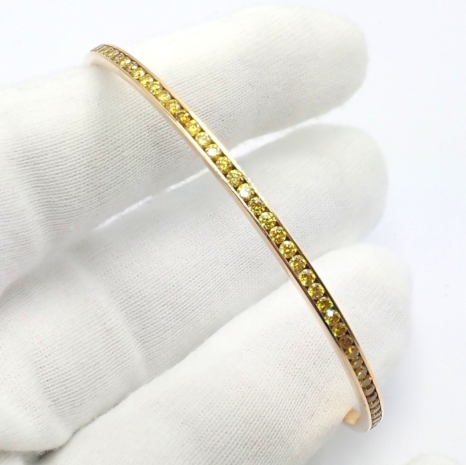 Authentic Jacob & Co 18k Yellow Gold Diamond Bangle Bracelet - 3.5ctw Luxury Jewelry for Women, Perfect for Gifts, Parties & Special Occasions