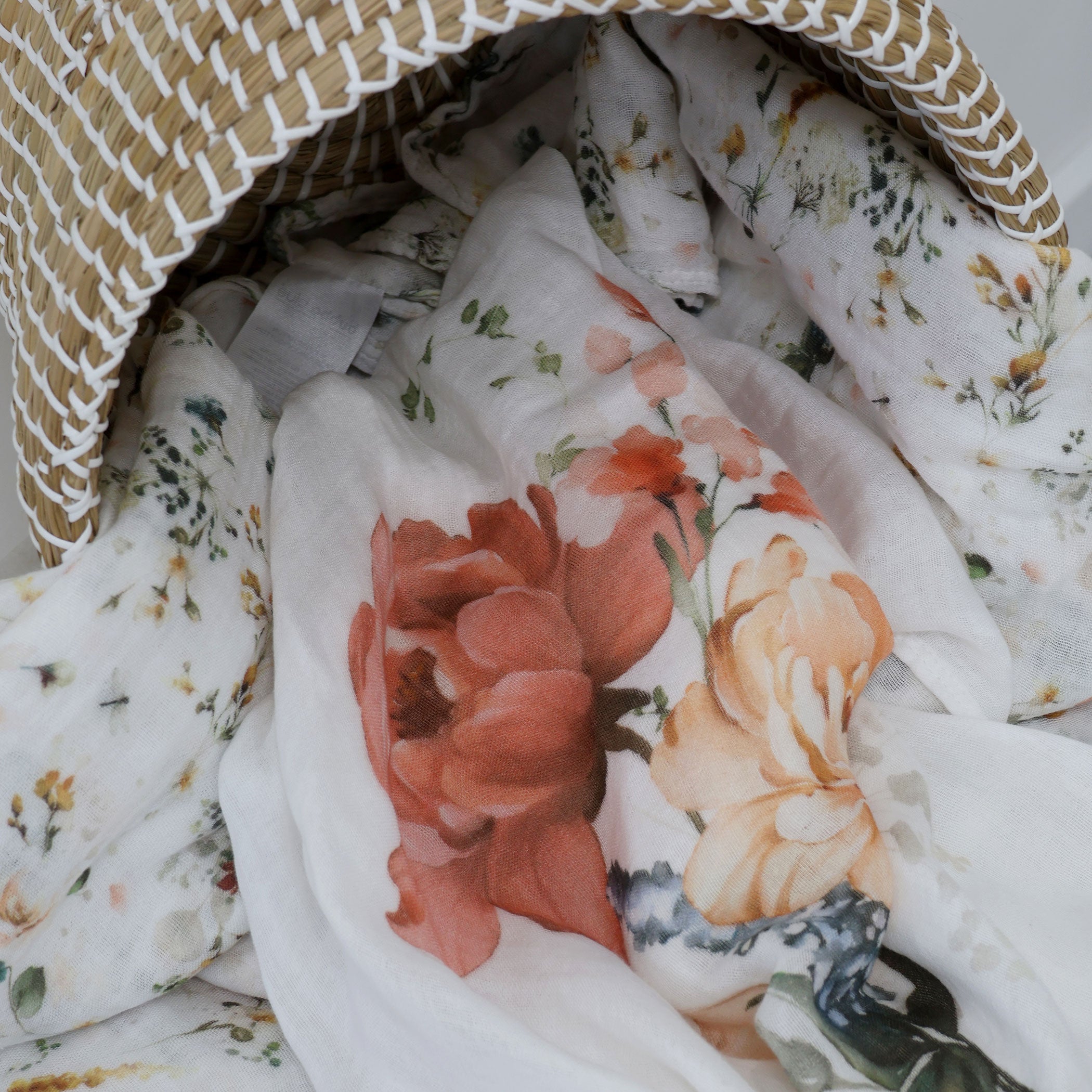 Peonies Bamboo 3-Pack Muslin Swaddle Blankets - Soft Baby Wraps for Newborns, Nursing & Photo Shoots