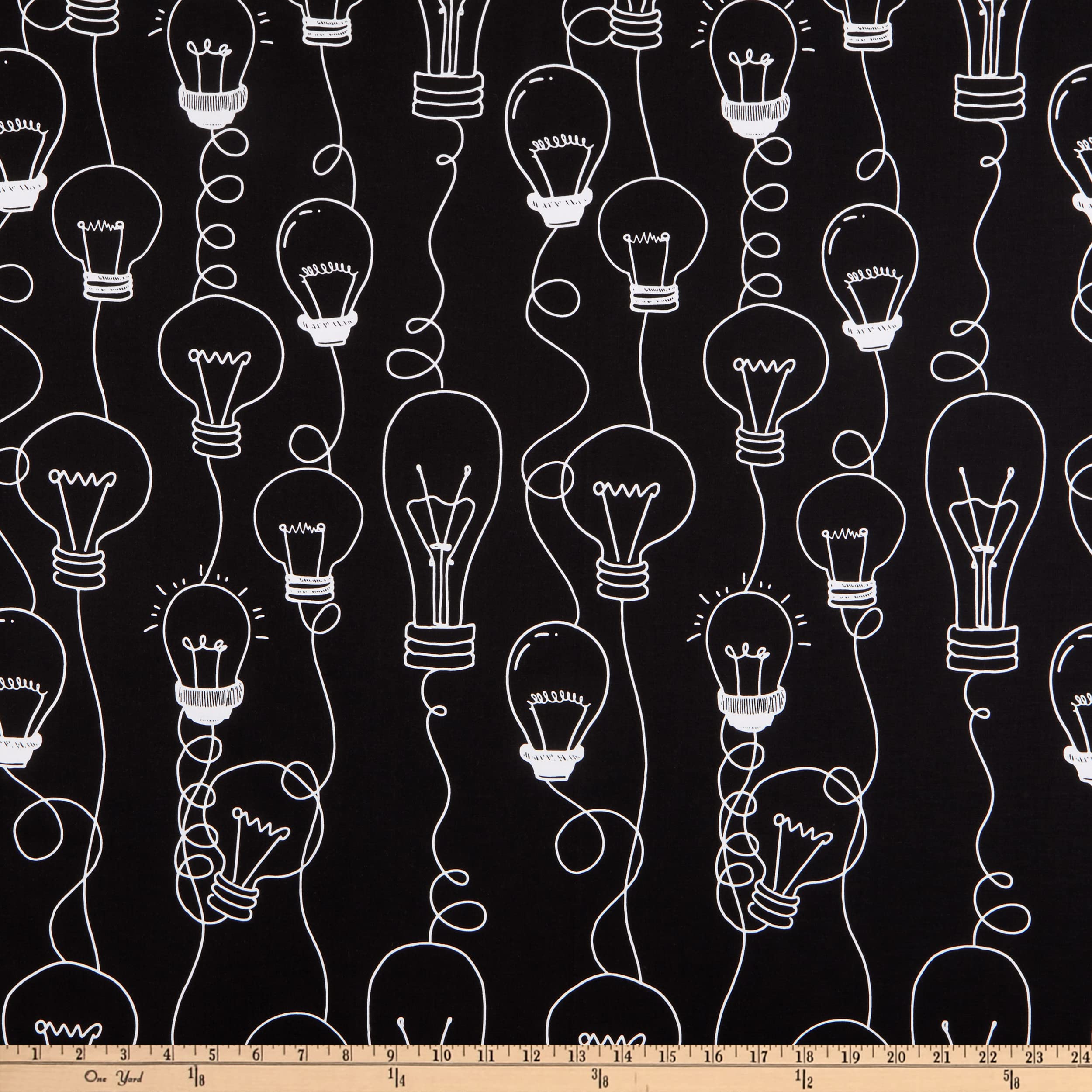 Riley Blake Coffee Chalk Bulbs Black Cotton Fabric by The Yard - Premium Quilting & Sewing Material for DIY Crafts, Home Decor, and Apparel Projects
