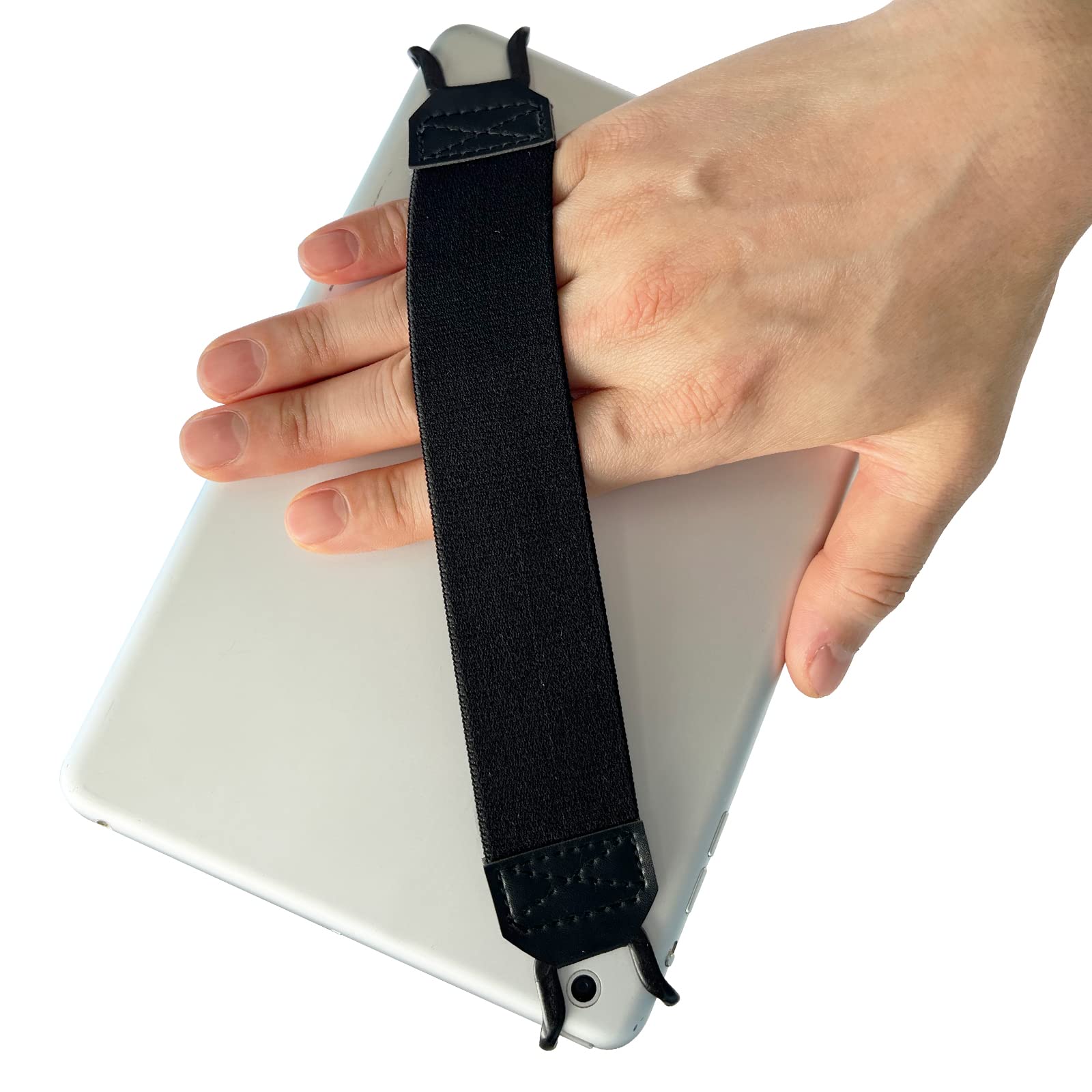 EGO Security Hand-Strap for 9-10 Inch Tablets - Compatible with iPad Pro/Air, Kindle Fire HD, Samsung Galaxy Tab, Lenovo Tab (Black) | High-Elasticity Lightweight Finger Grip Holder | Perfect for Reading, Gaming & Travel Use