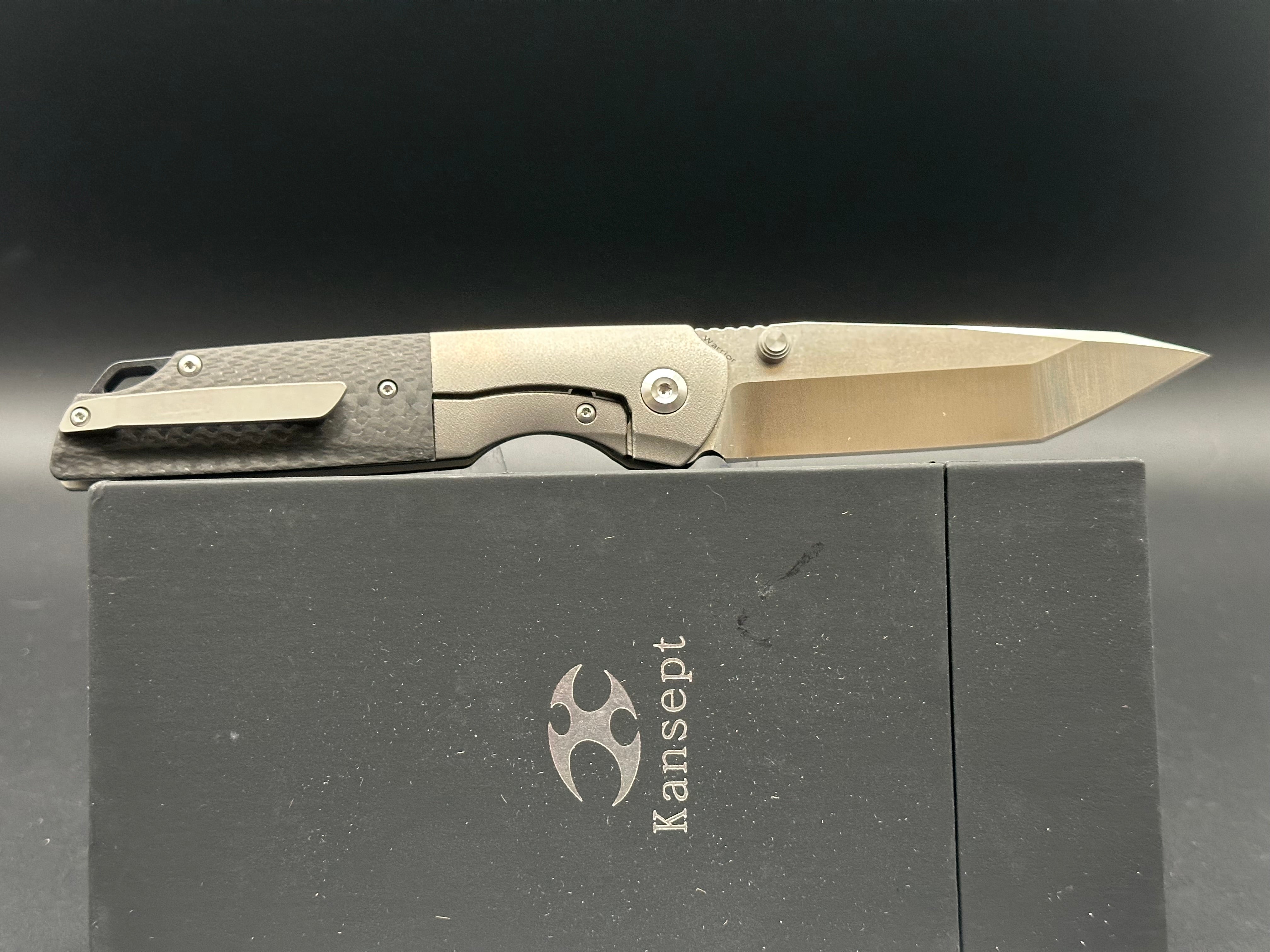 KANSEPT WARRIOR Folding Pocket Knife - Gray Titanium Handle, Plain Tanto S35VN Blade (Model K1005T2) | EDC, Outdoor Survival, Camping & Everyday Carry Tool