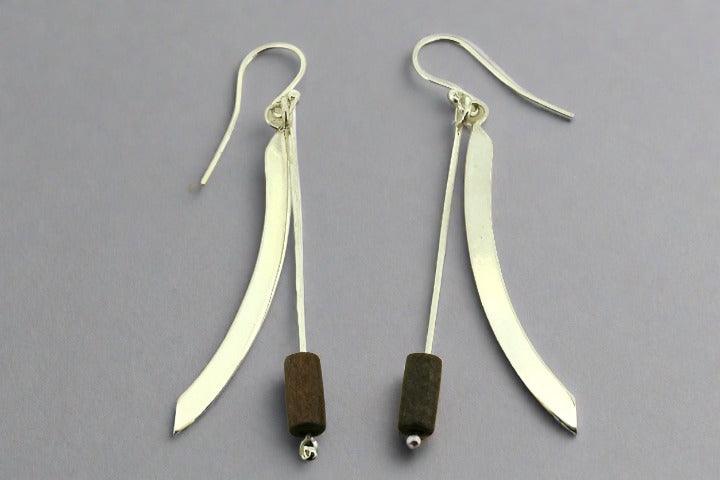 Handmade Sterling Silver Drop Earrings with Rosewood Beads - Elegant Boho Jewelry for Women, Perfect for Weddings & Parties