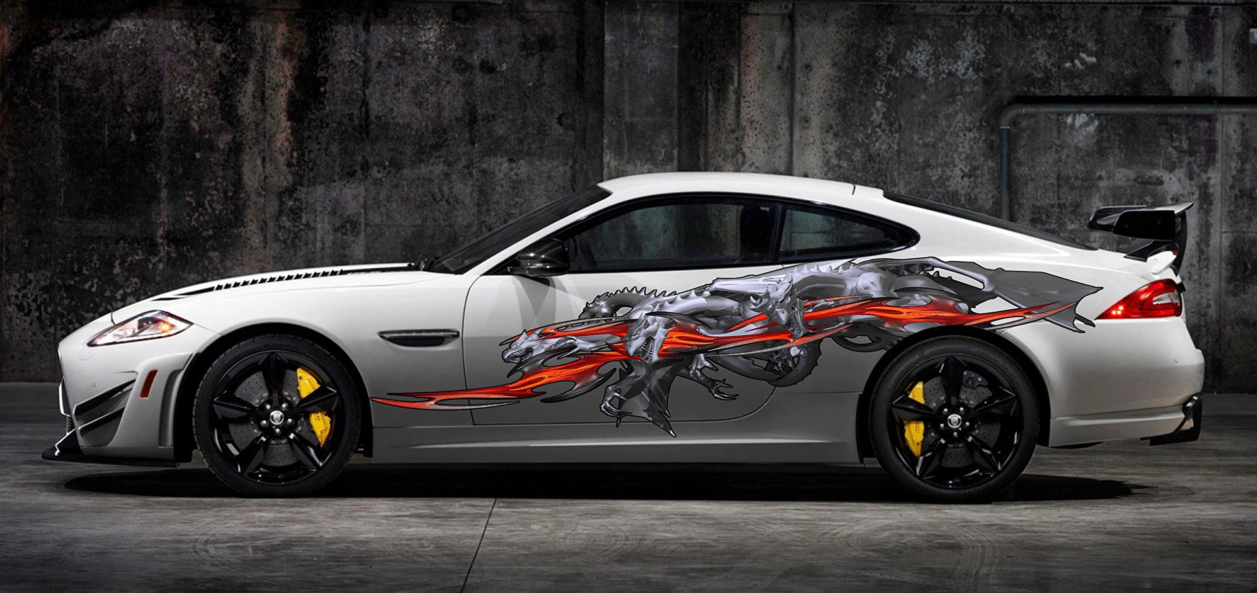 3D Dragon Car Decal Vinyl Sticker - Full Color Lizard Side Graphics Wrap Design (20x60) for Car Enthusiasts & Sports Vehicle Customization