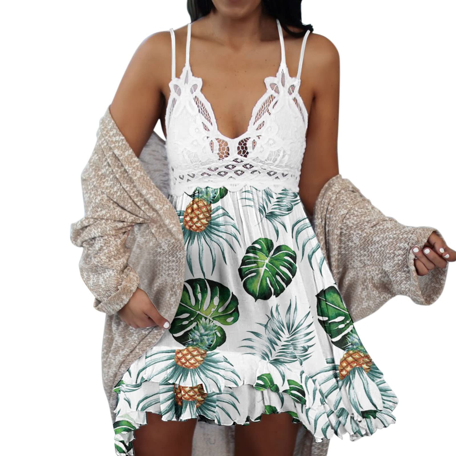 YHAIOGS Women's Floral Skate Dress - Sleeveless Tube Summer Dress for Casual Wear | Loose Fit, Strapless Design | Perfect for Beach Outings, Parties & Daily Fashion