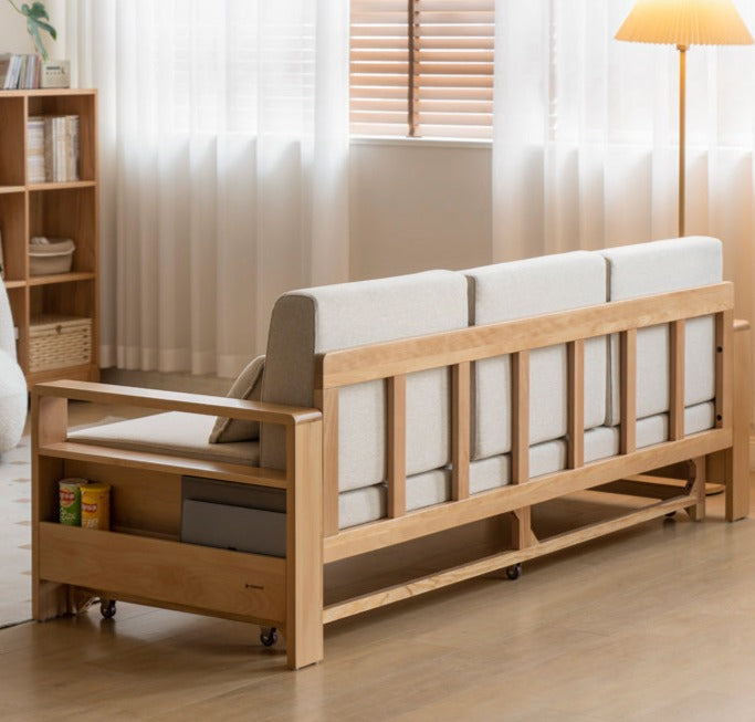 Solid Oak & Beech Wood Sleeper Sofa - Convertible Couch Bed for Living Room, Guest Room & Small Spaces - Durable & Stylish Furniture for Home & Office