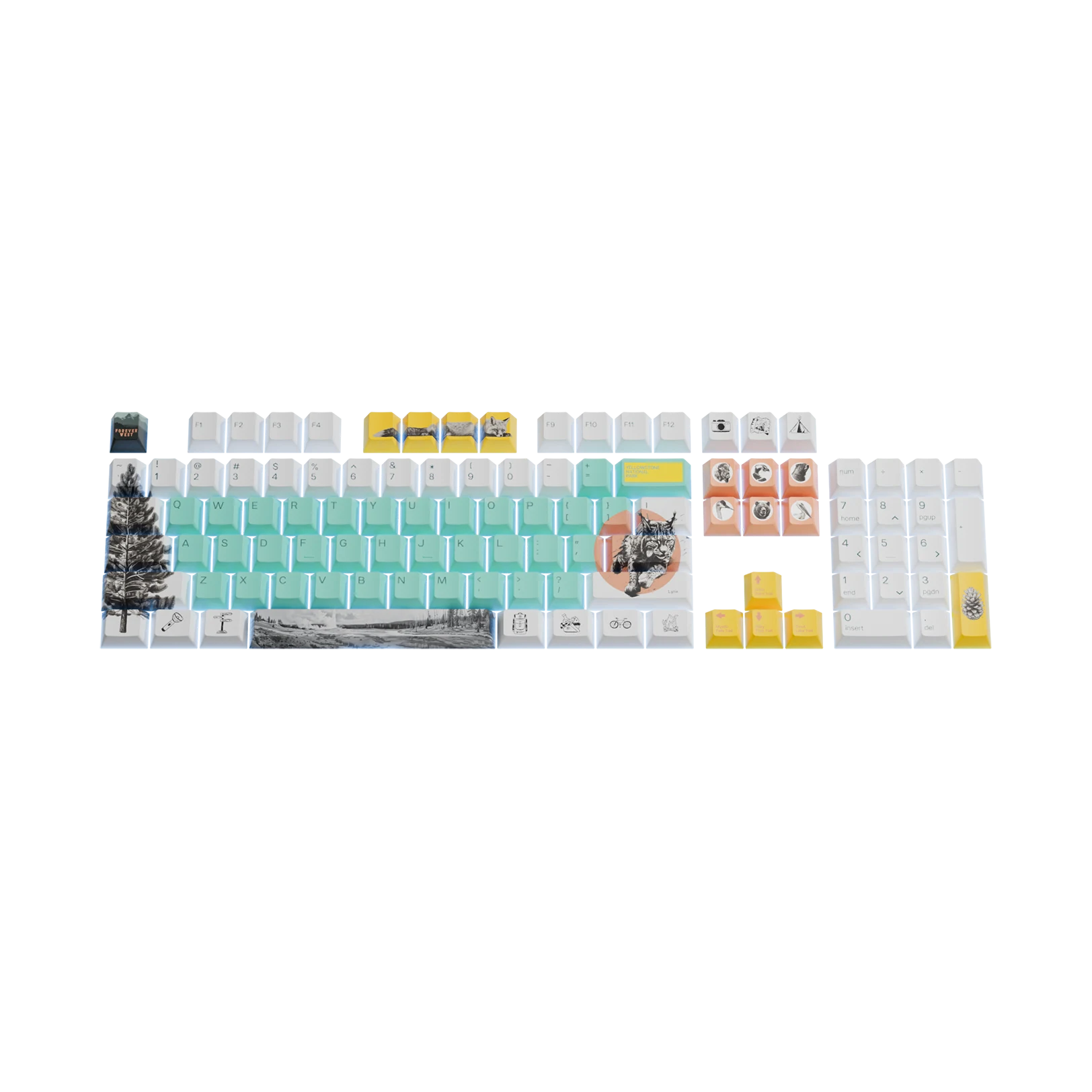 Limited Edition Yellowstone Keycaps - Custom Mechanical Keyboard Keycaps for Gaming & Typing - Perfect for PC, Mac & Laptop Keyboards