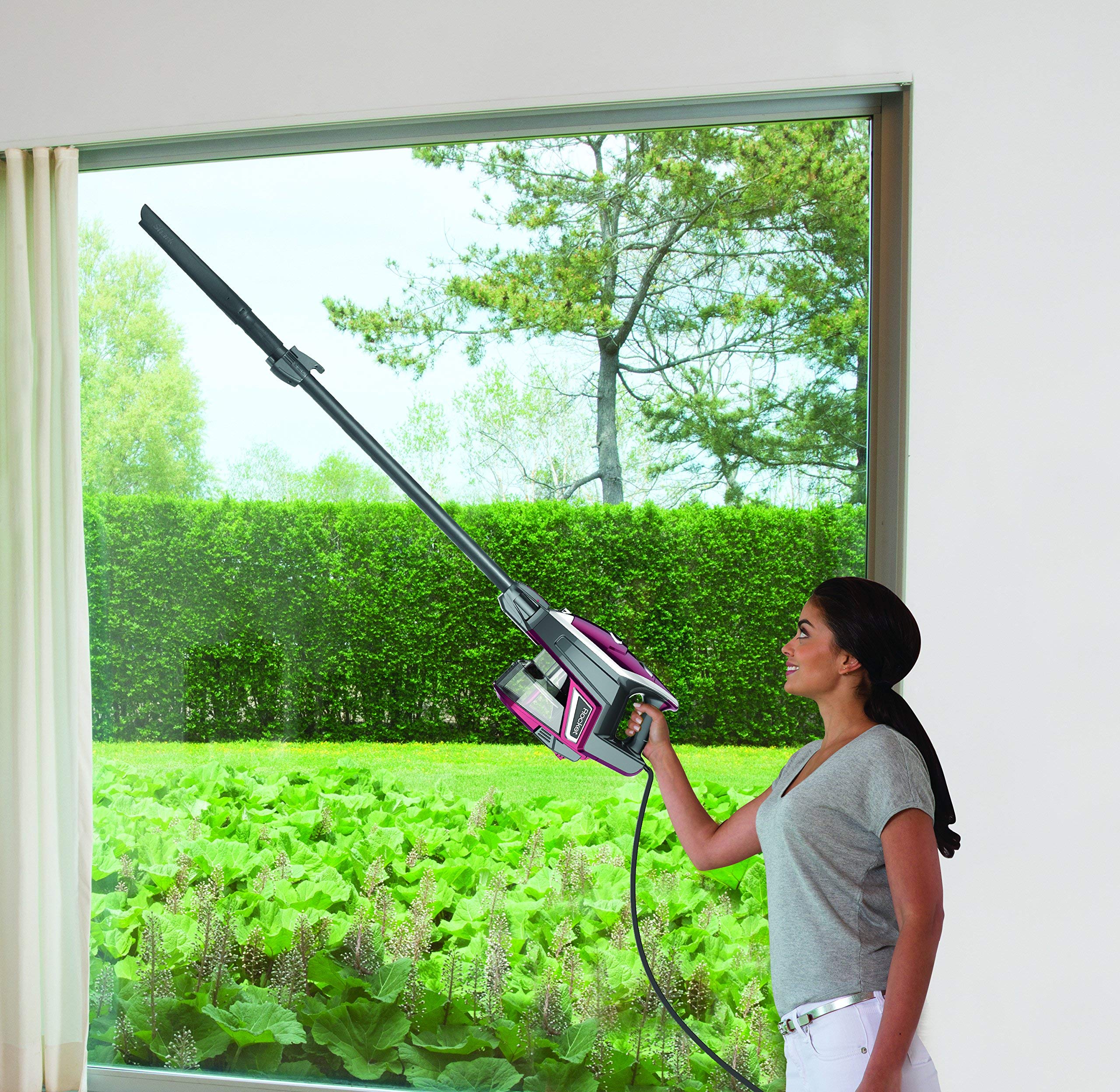 Shark HV322 Rocket Deluxe Pro Corded Stick Vacuum Cleaner with LED Headlights | XL Dust Cup & Lightweight Design | Powerful Pet Hair Removal | Converts to Handheld Vacuum with Pet Tools | Bordeaux/Silver | Ideal for Hardwood Floors, Carpets & Pet Owners