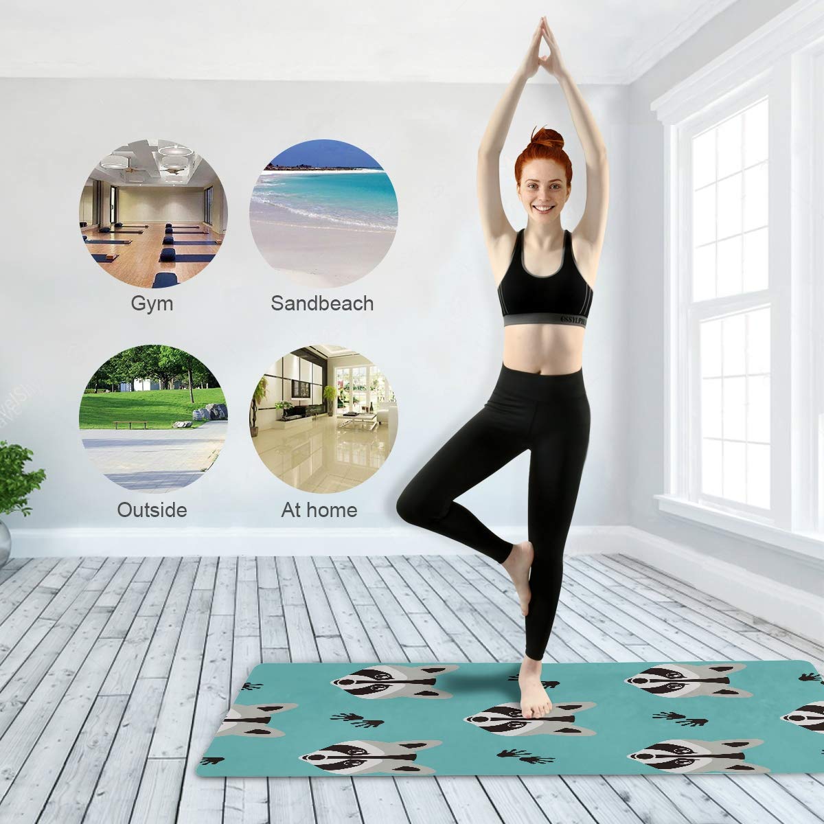 Premium Non-Slip Raccoon Print Yoga Mat - 71