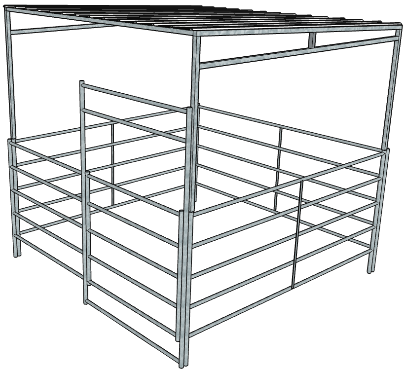 10x10 Ft Galvanized Steel 5-Rail Horse Stall Kit with Roof - Durable Stable for Horses, Ponies & Livestock - Perfect for Barns, Farms & Pastures