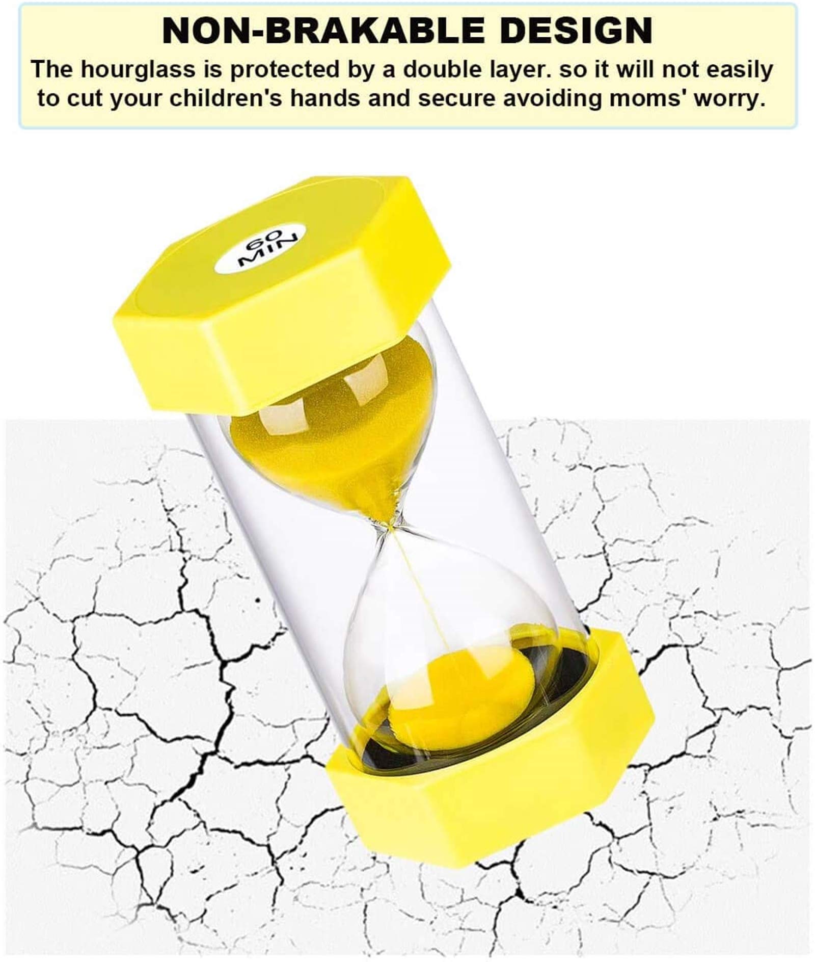 1 Minute Plastic Sand Hourglass Timer - Small Yellow Sand Clock for Kids, Study, Games & Home Decor | Perfect for Time Management, Classroom Activities & Decorative Display