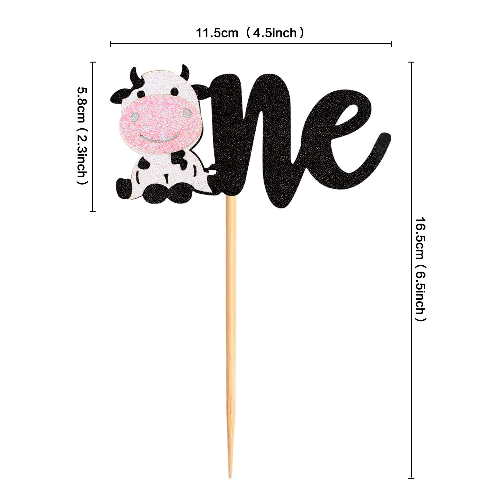 1 Pack Cow Cake Toppers - Baby Shower Cupcake Picks for Farm Animal & Zoo Themed Birthday Party Decorations - Perfect for Kids Boy Girl Birthday Party Supplies - Great for Cakes, Cupcakes & Dessert Table Decor