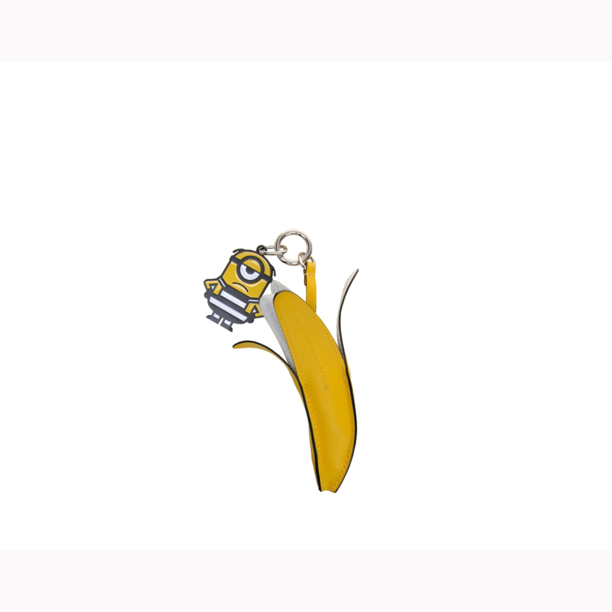 FION Minions Jacquard Leather Handbag Charms - Banana Yellow & Black - Perfect for Cosplay, Gift Giving & Disney Fans