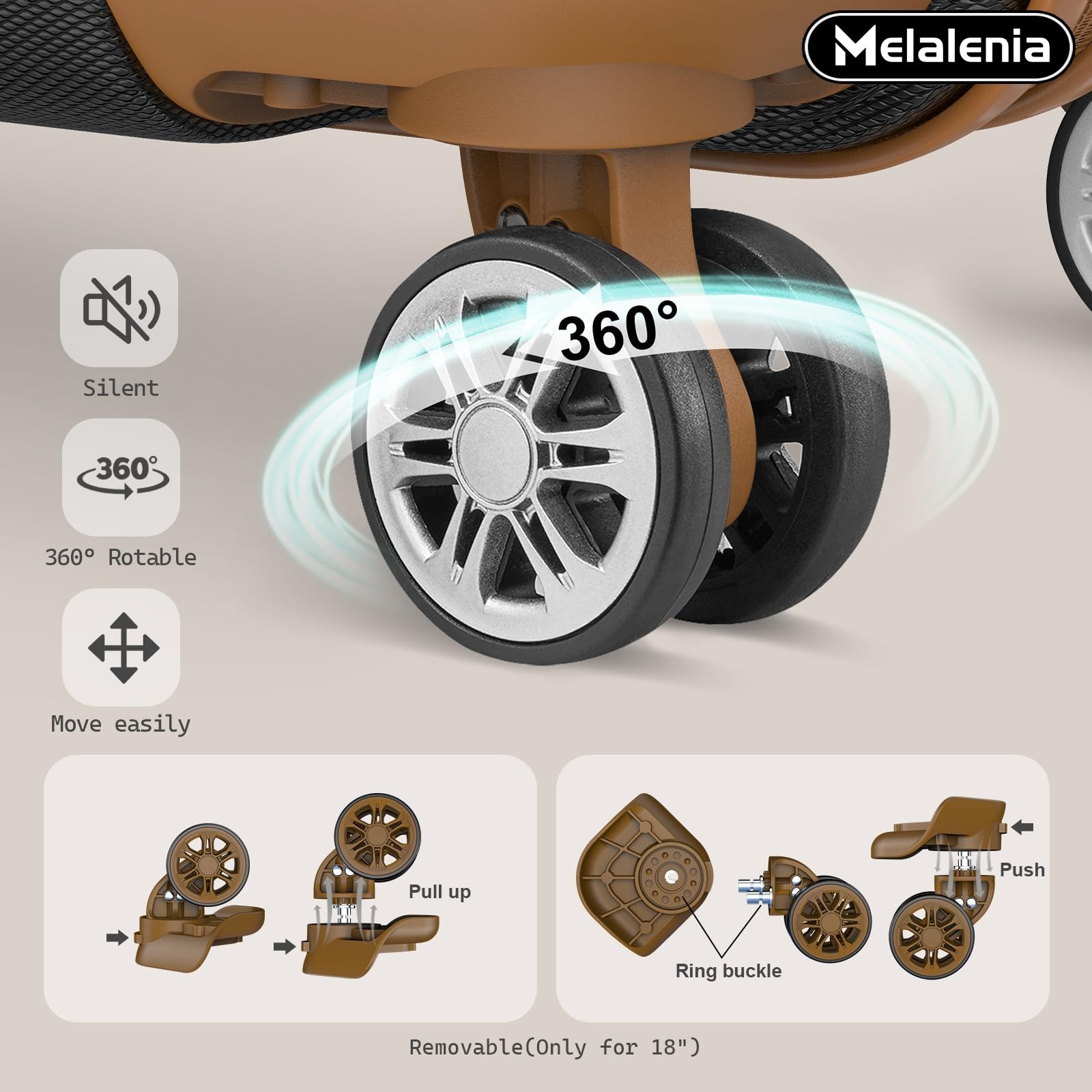 **7-Piece Melalenia Hard Shell Spinner Luggage Set with TSA Lock - Lightweight Suitcase for Women (Black/Brown) - Perfect for Air Travel, Business Trips & Family Vacations**