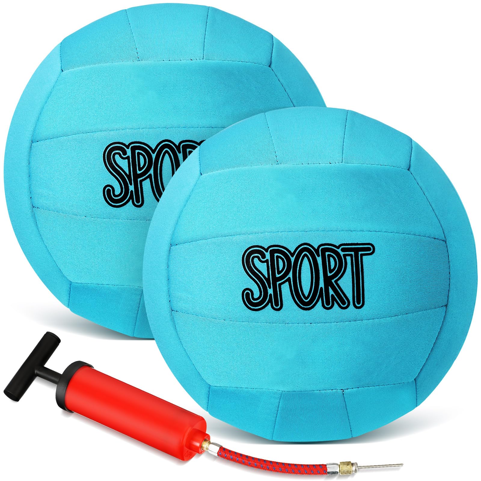 2 Pack Neoprene Volleyball Set for Pool, Beach & Outdoor Water Sports - Includes Ball Pump - Perfect for Swimming, Sand, Seaside & Lawn Practice Games