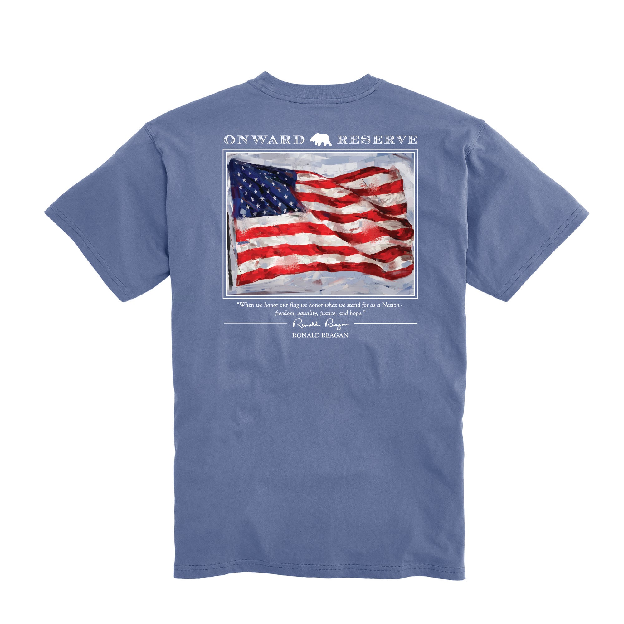 Old Glory Vintage Washed Blue T-Shirt - Patriotic American Flag Tee for Men & Women - Casual Wear, 4th of July, Memorial Day