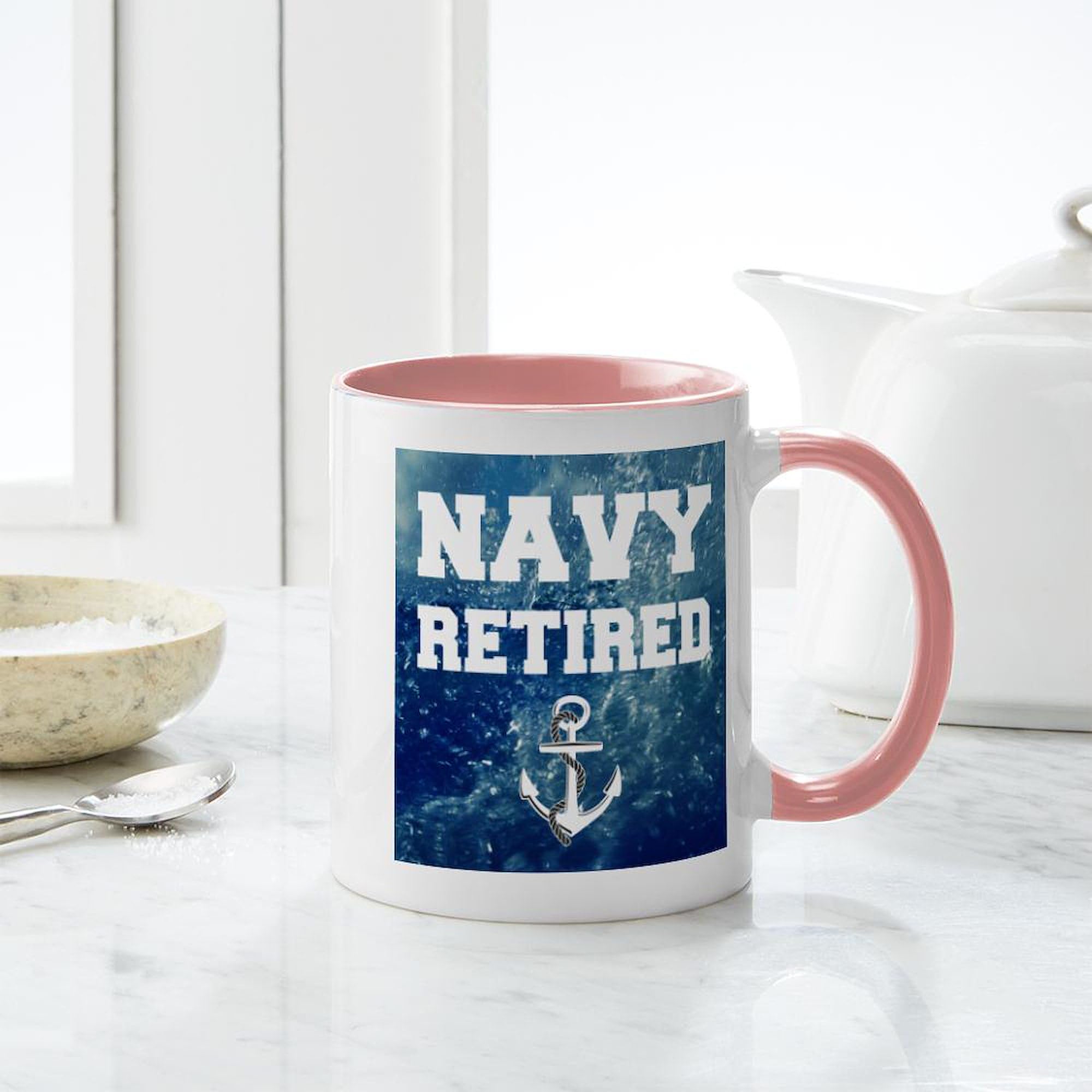 Navy Retired Ceramic Coffee Mug 11 oz (325 ml) - Perfect for Hot & Cold Beverages, Ideal for Home, Office, or Military Gift