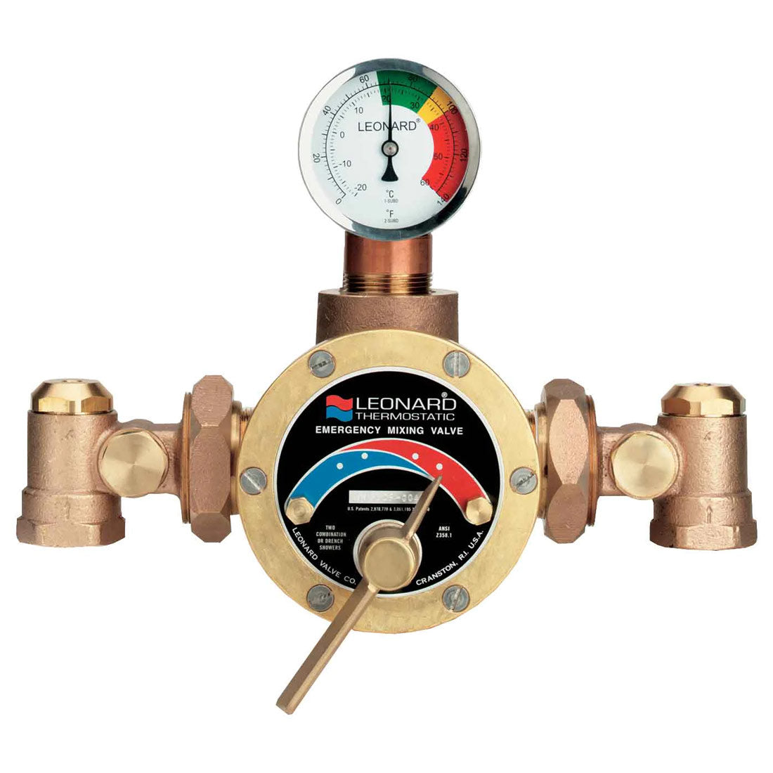 Leonard LF Thermostatic Mixing Valve for Emergency Showers - 40 GPM Flow Rate, TM 5100 LF Model - Ideal for Industrial Safety & Laboratory Use