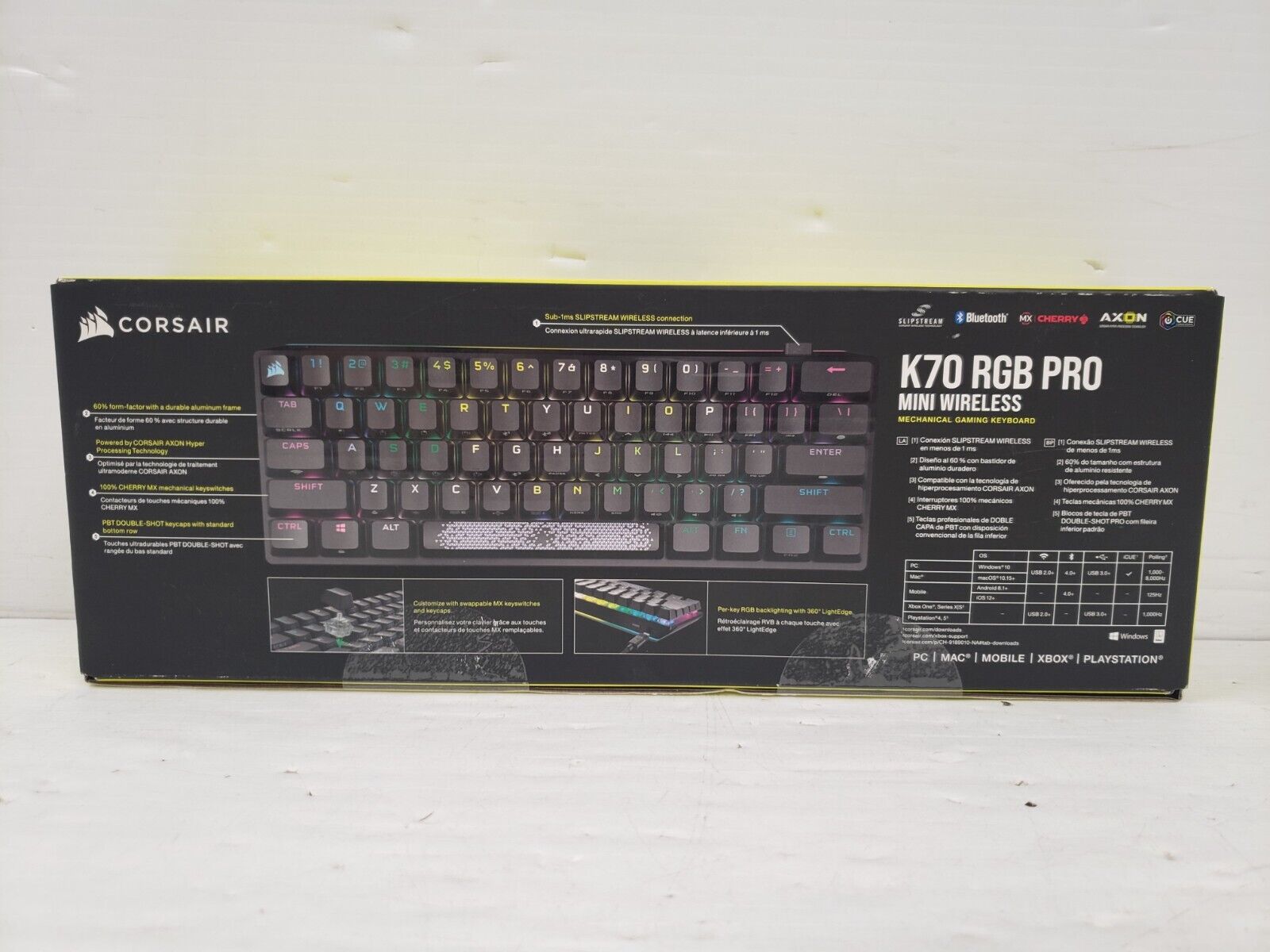 Corsair K70 RGB Pro Mini Wireless Mechanical Gaming Keyboard - 60% Compact, Bluetooth & USB, RGB Backlit - Perfect for Gaming, Office, and Travel