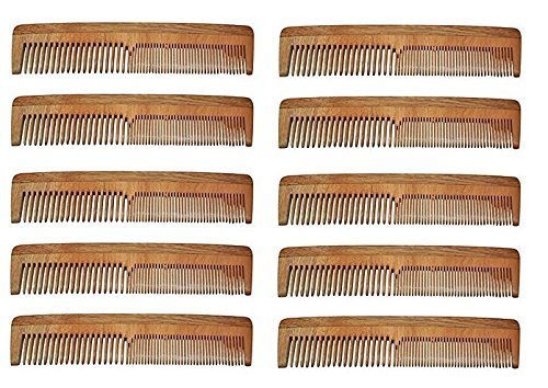 Prime Natural Wooden Neem Comb for Anti-Dandruff & Hair Growth – Unisex, 180g, 10-Piece Set (Pack of 1) | Ideal for Scalp Massage, Detangling & Healthy Hair Care at Home or Travel