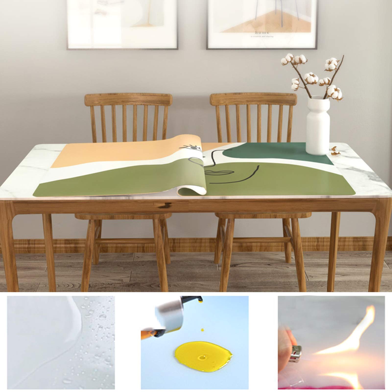 3D PVC Table Cover Protector - 1.5mm Thick Wipeable Plastic Tablecloth - Waterproof Desk Pad Mat for Dining Room, Office & Kitchen - 80x120cm (31x47 Inches) - Easy to Clean & Durable Surface Protection