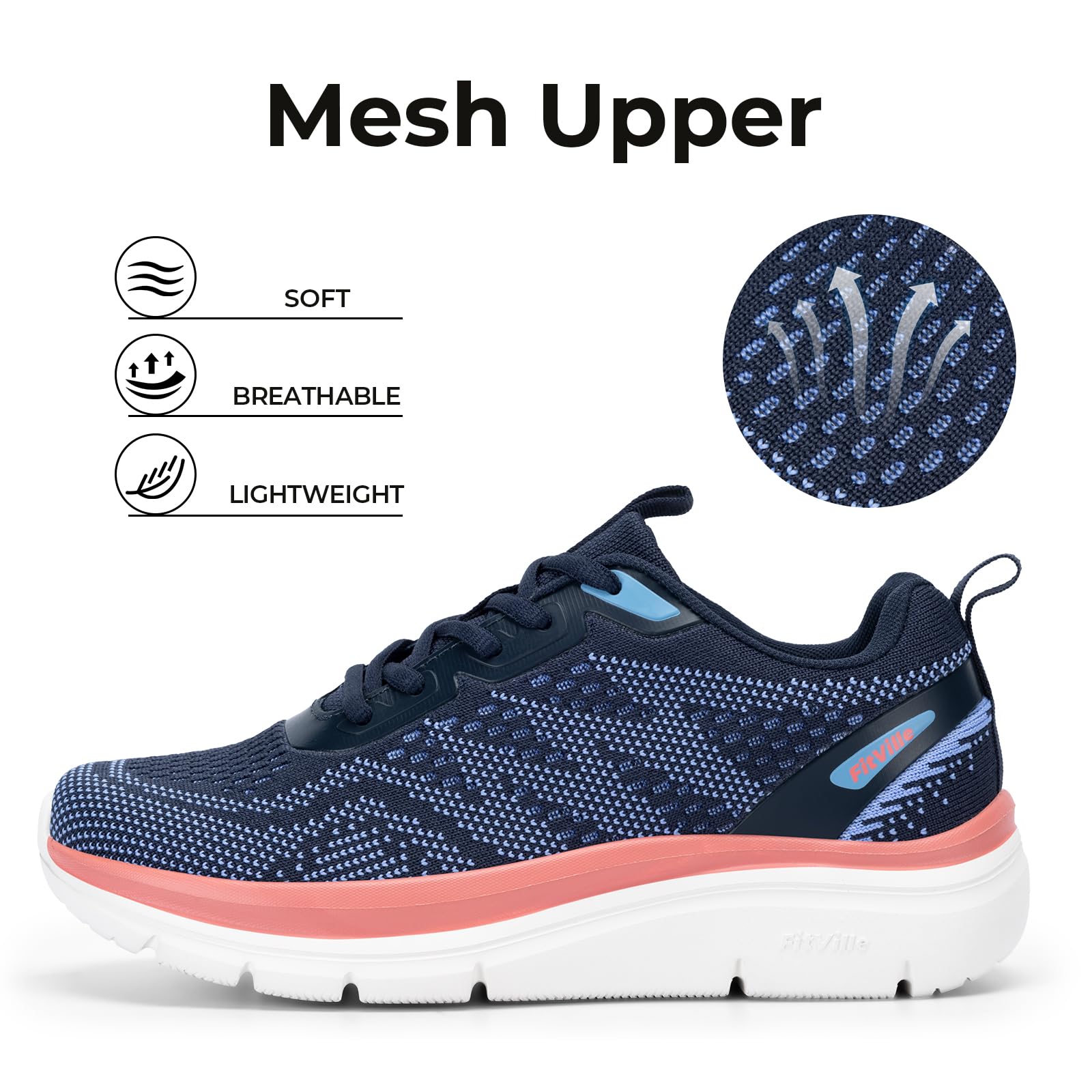 FitVille Women's Wide Width Running Shoes - Lightweight Breathable Sneakers for Walking, Jogging & Gym Workouts | Comfortable Athletic Shoes for Ladies with Fashionable Design | Perfect for Daily Exercise, Casual Wear & Fitness Activities