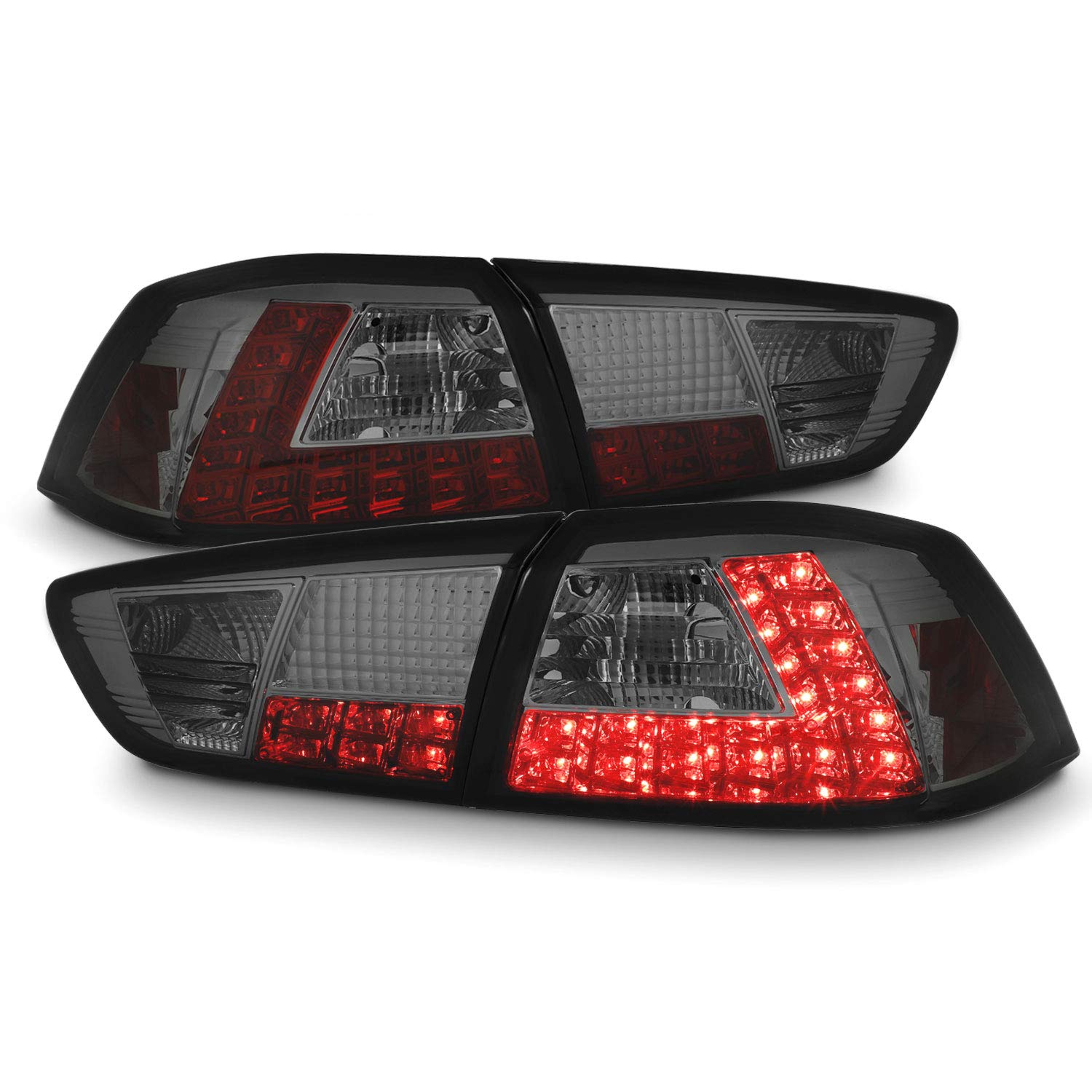 AKKON Smoked LED Tail Lights for Mitsubishi Lancer Evolution Evo X CZ9A - 4pcs Rear Brake & Signal Lamps Set | Enhanced Visibility & Style for Night Driving & Car Shows