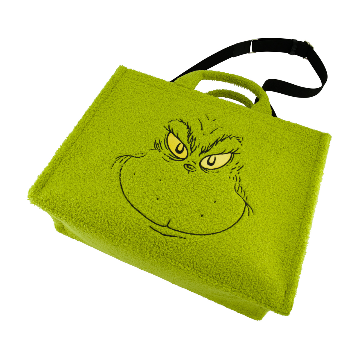 Grinch Big Face Travel Tote Bag with Trolley Strap - Perfect for Holiday Travel, Christmas Shopping & Airplane Carry-On