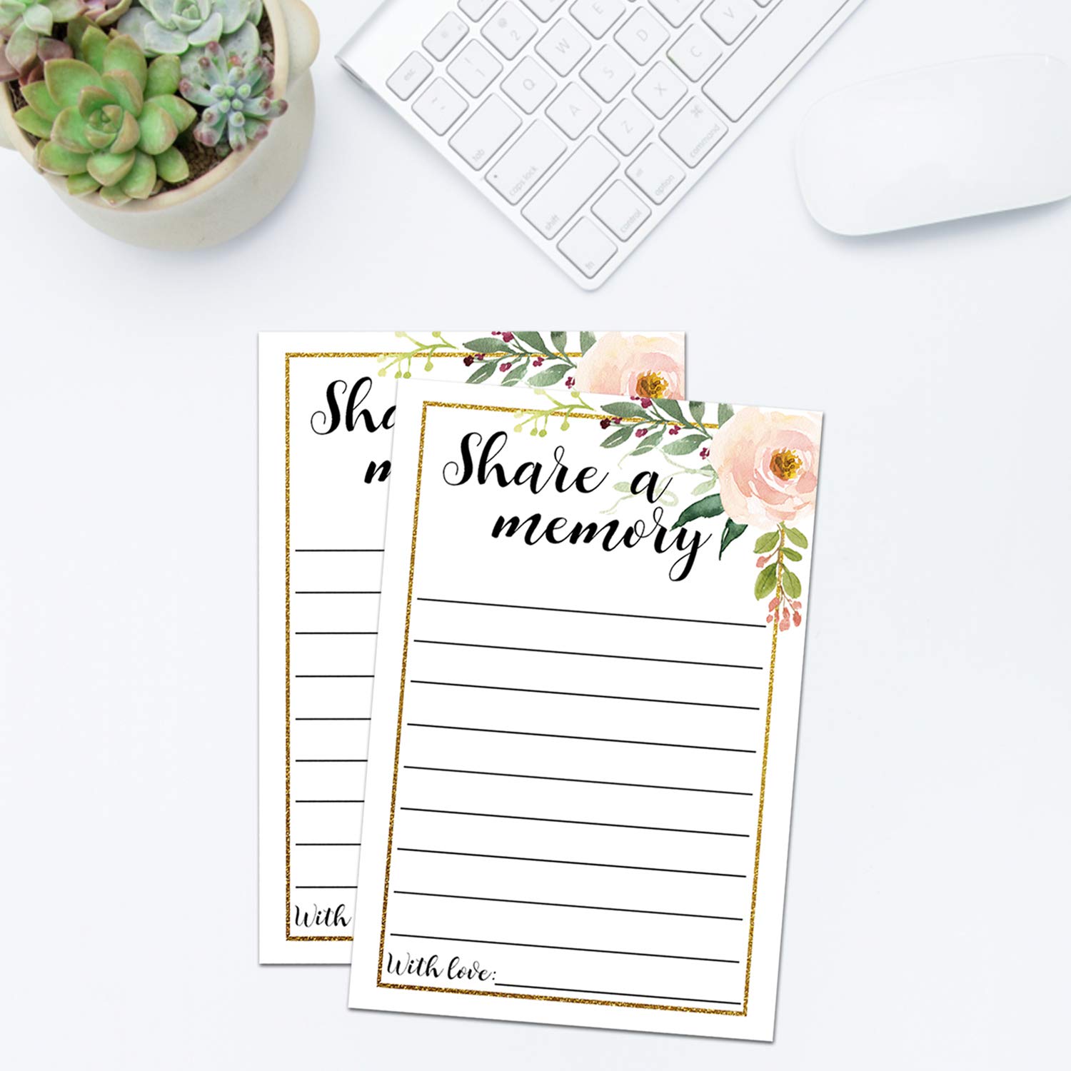 50 Share a Memory Cards - Funeral Guest Book & Memorial Cards for Life Celebrations, Graduation, Wedding, Retirement, Going Away Party - 4x6 Inch - Perfect for Memorial Services, Family Gatherings & Special Events