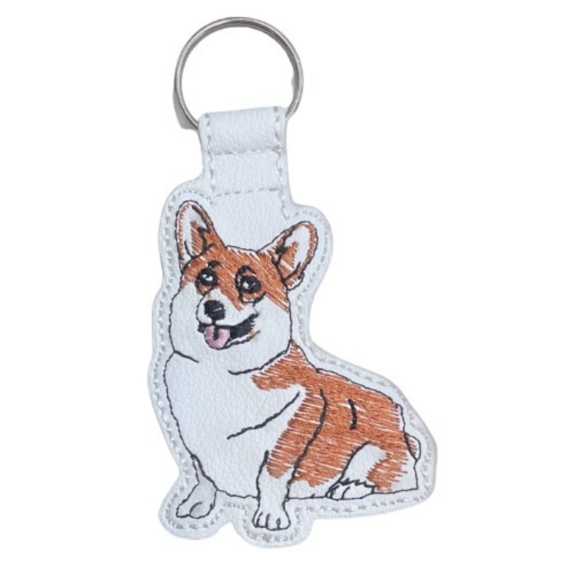 Syntryz Corgi Pembroke Dog Breed Keychain - White & Brown Luggage Tag for Travel, Backpacks & Pet Lovers Accessories
