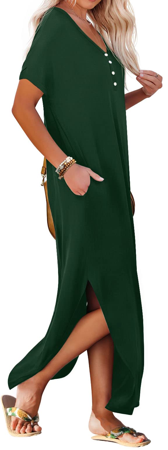 GRECERELLE Women's Casual Long Sleeveless Maxi Dress with Double Split - Perfect for Beach Vacations, Summer Outings, and Boho Chic Style