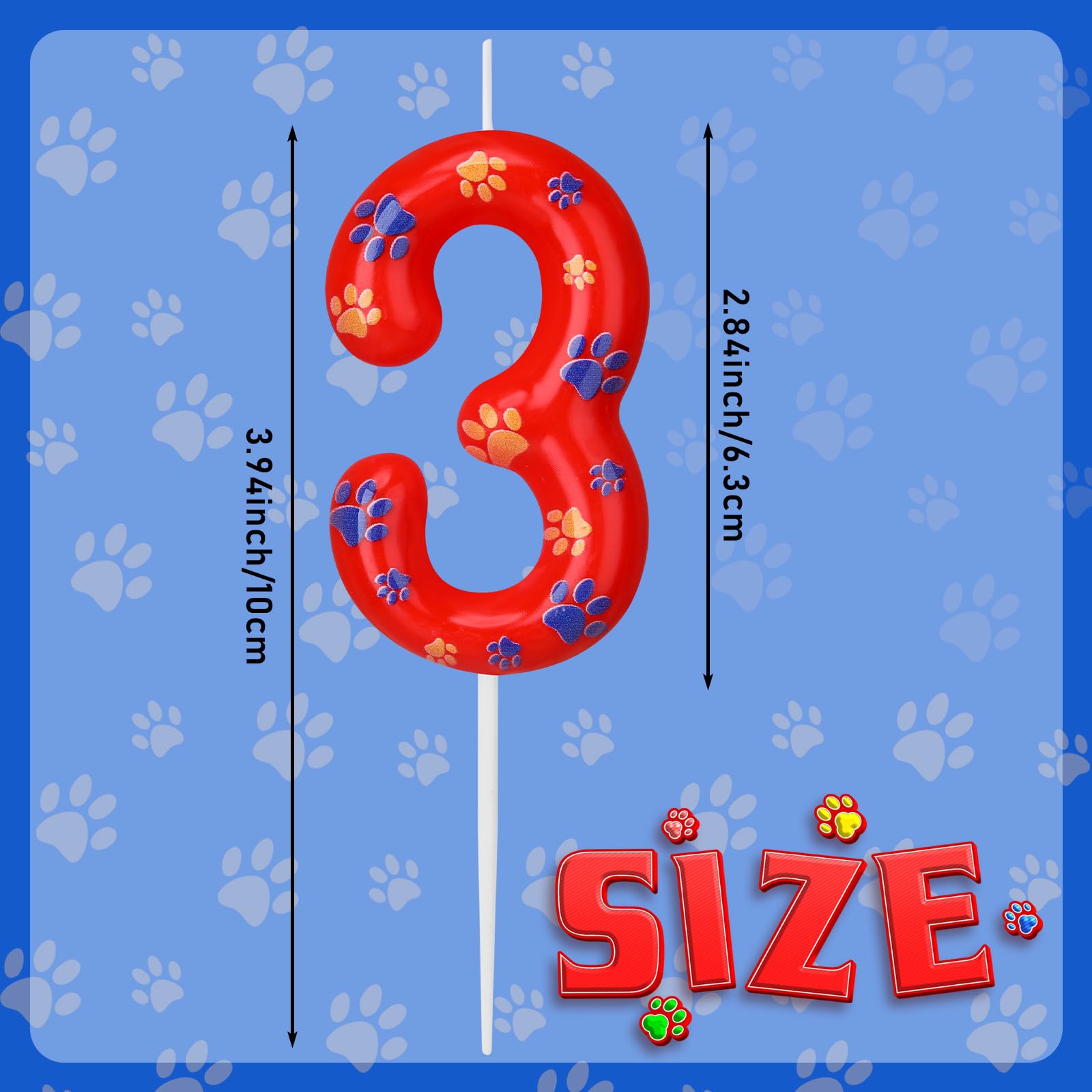 Dog Paw Birthday Candles - Cake Topper for Paw Patrol Parties