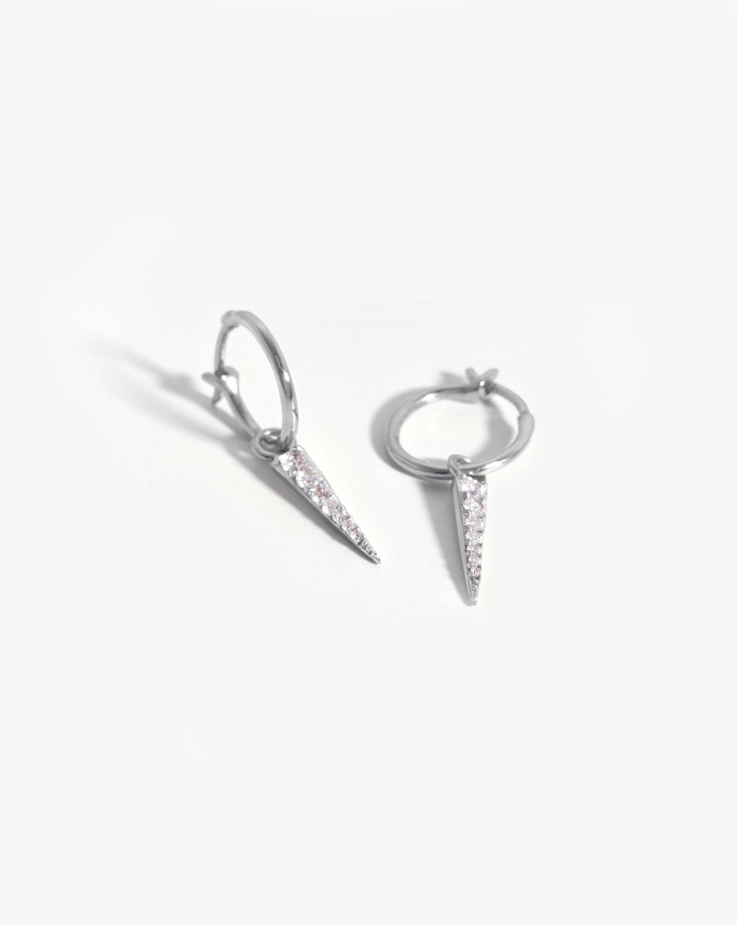 Small Pave Spike Charm Hoop Earrings for Women - Trendy Dainty Gold Plated Stud Earrings - Perfect for Parties, Date Nights & Everyday Wear