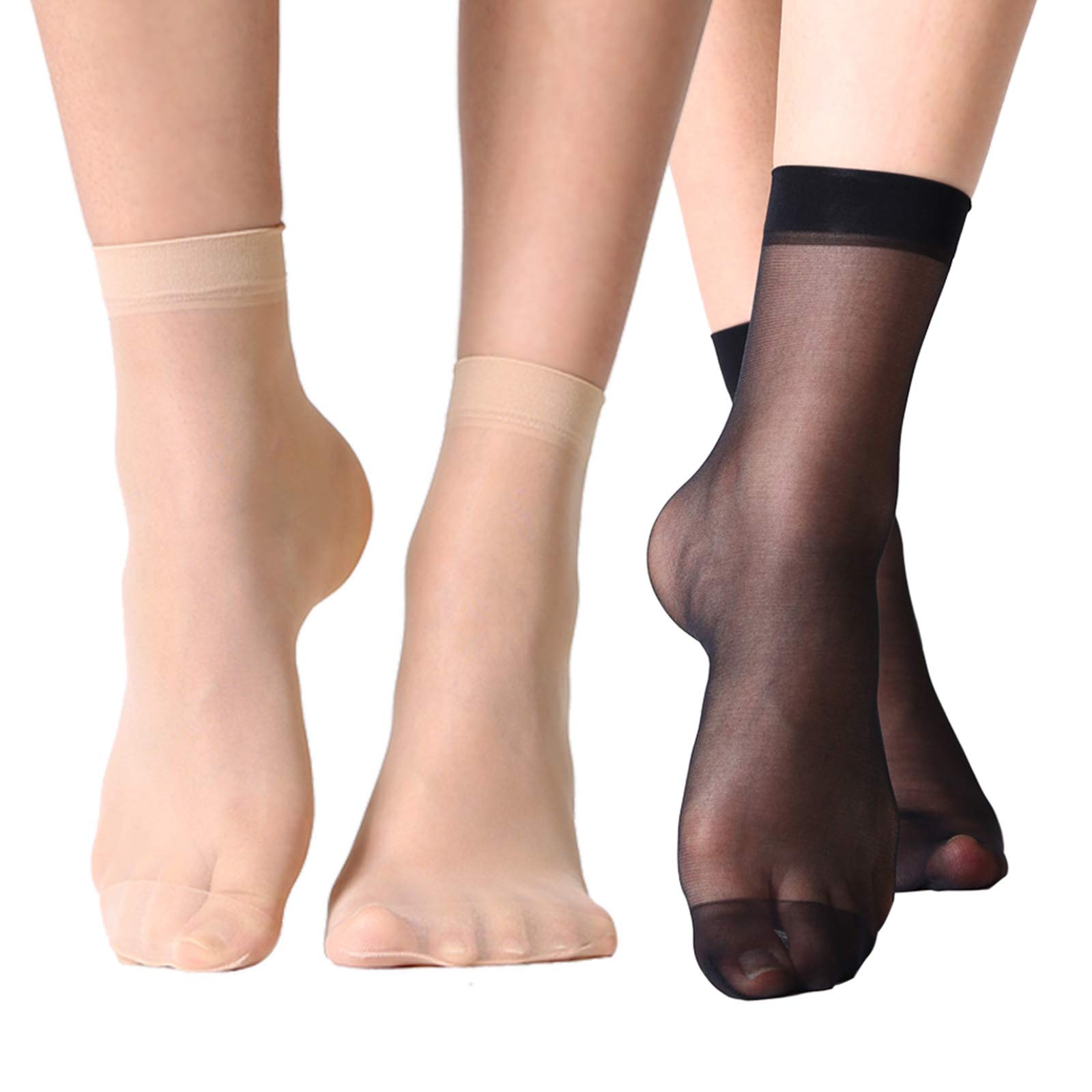 MANZI 12 Pairs Women's Ankle High Sheer Socks - Comfortable & Breathable Nylon Blend Socks for Everyday Wear, Work, and Casual Outfits