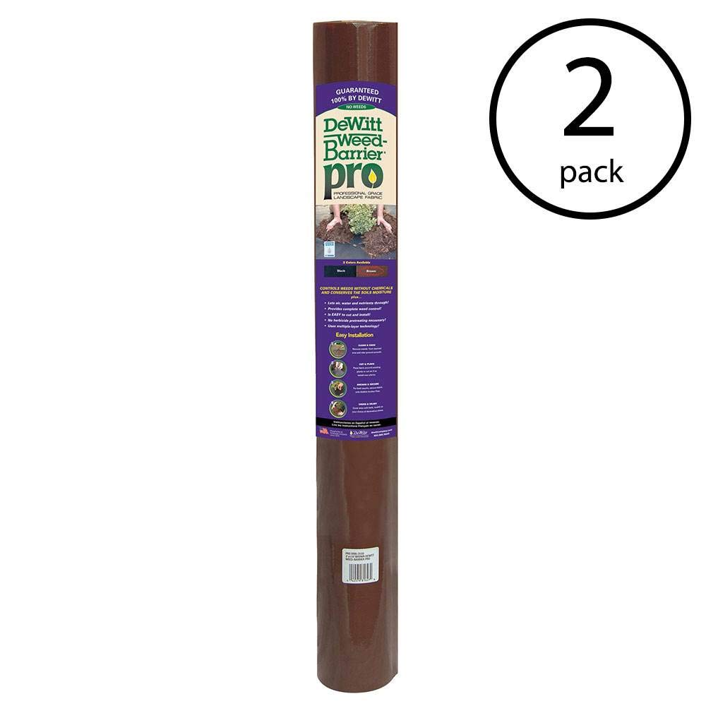 Dewitt Weed Barrier Pro Landscape Fabric - 3ft x 100ft Brown Heavy Duty Weed Control Fabric (2 Pack) | Premium Garden Ground Cover for Flower Beds, Vegetable Gardens & Landscaping Projects
