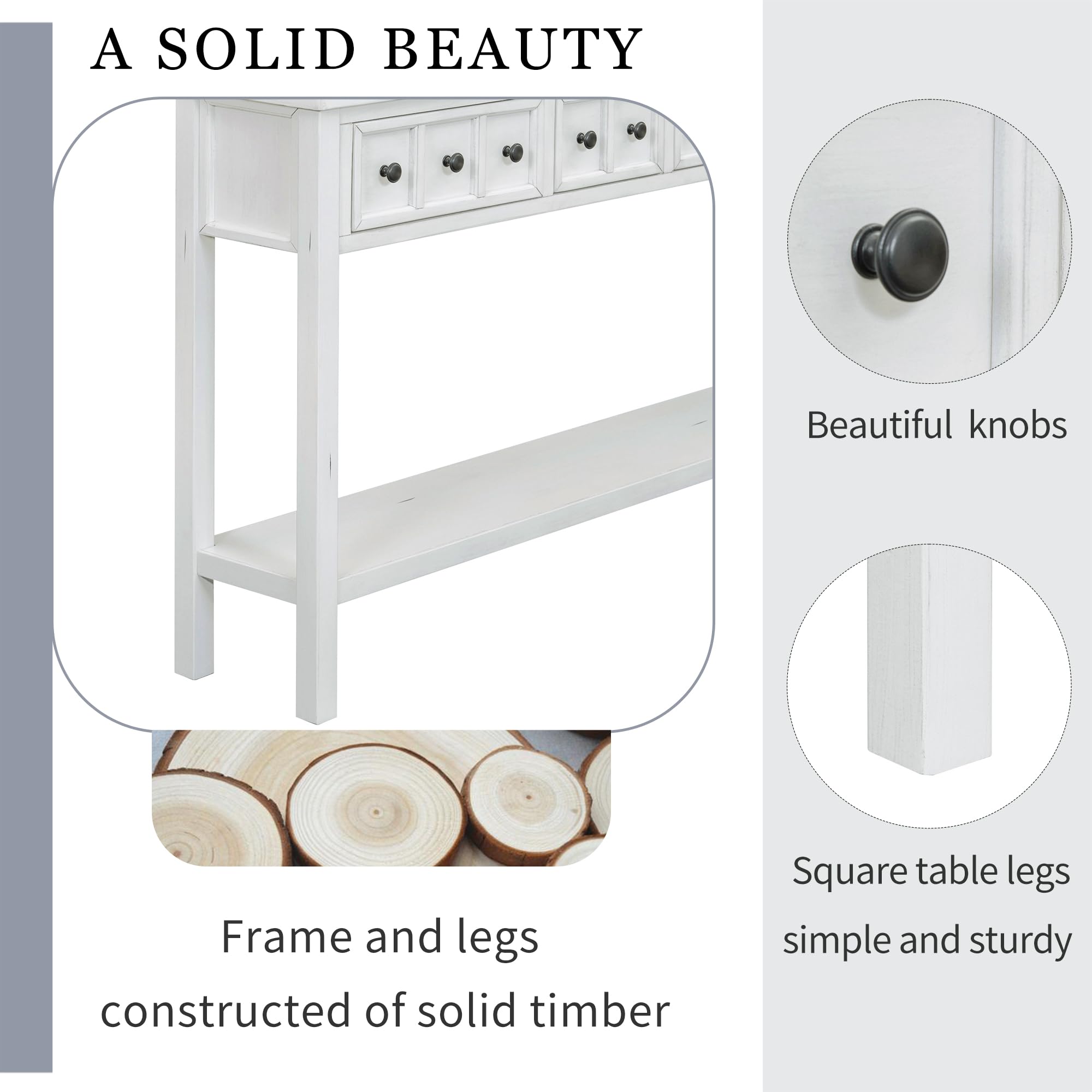 Merax 60 Inch Sofa Table with Drawers and Shelf - Long Console Table for Living Room, Entryway & Hallway - Easy Assembly Modern Furniture for Home Decor