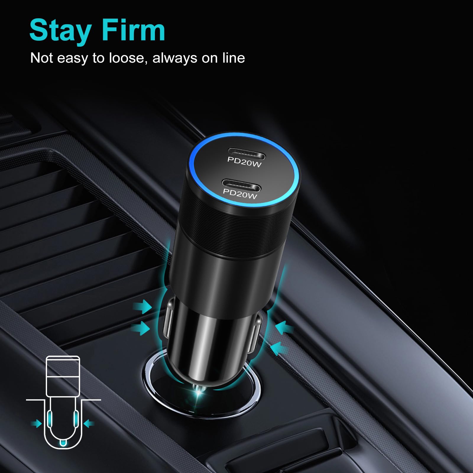 Bangfun 40W Dual Port USB C Car Charger 5 Pack - PD 3.0 Fast Charging Adapter for iPhone 15/14/13/12/11 Pro Max, Galaxy S24/S23, Pixel 8/7 - Perfect for Road Trips & Daily Commute (Black)