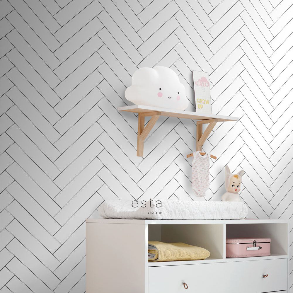 Art Deco Herringbone Pattern Wallpaper - Vintage Geometric Design for Home Decor & Living Room Accent Wall