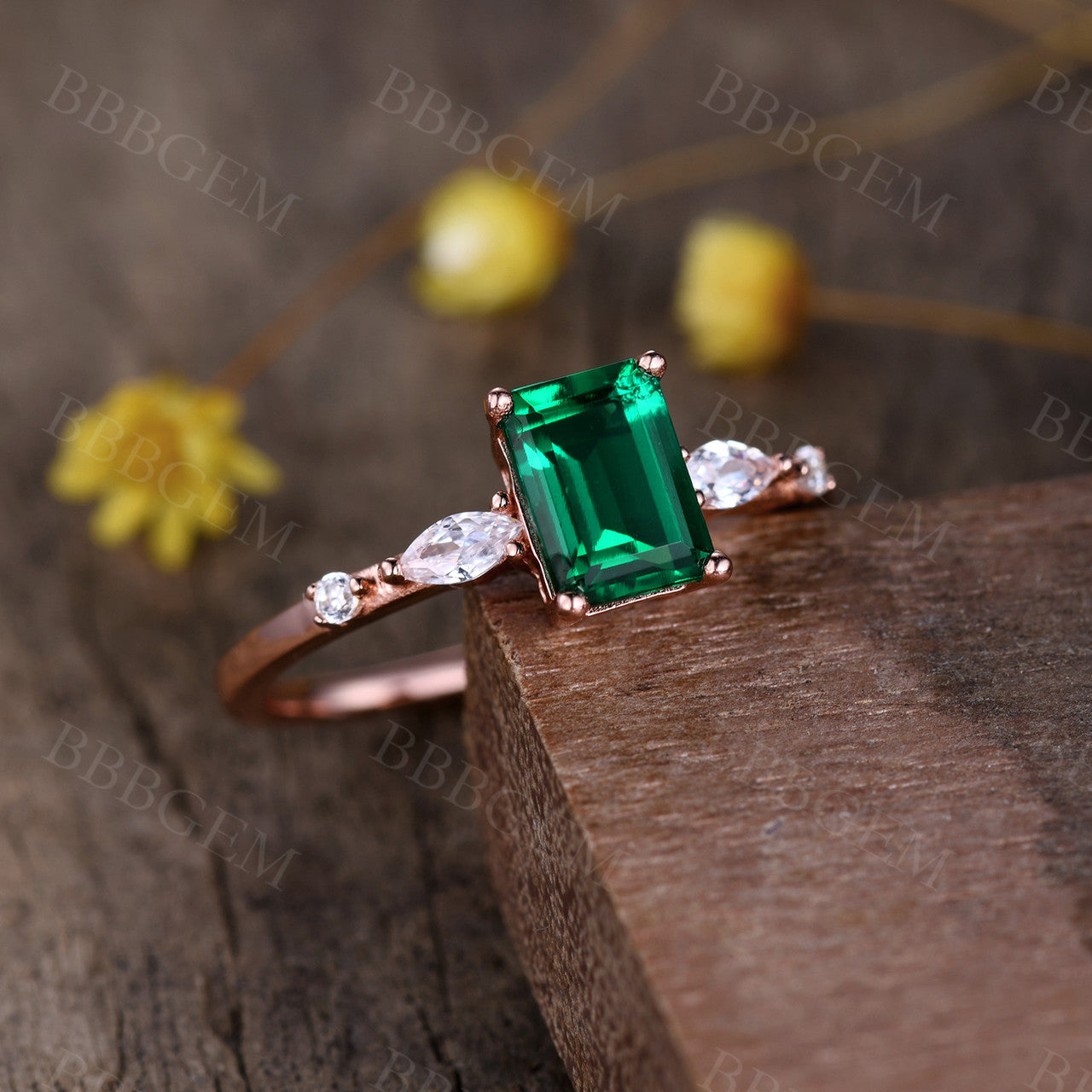 1CT Emerald Cut Lab-Created Moissanite Ring in Rose Gold – Perfect for Engagement, Wedding, Anniversary & Everyday Elegance