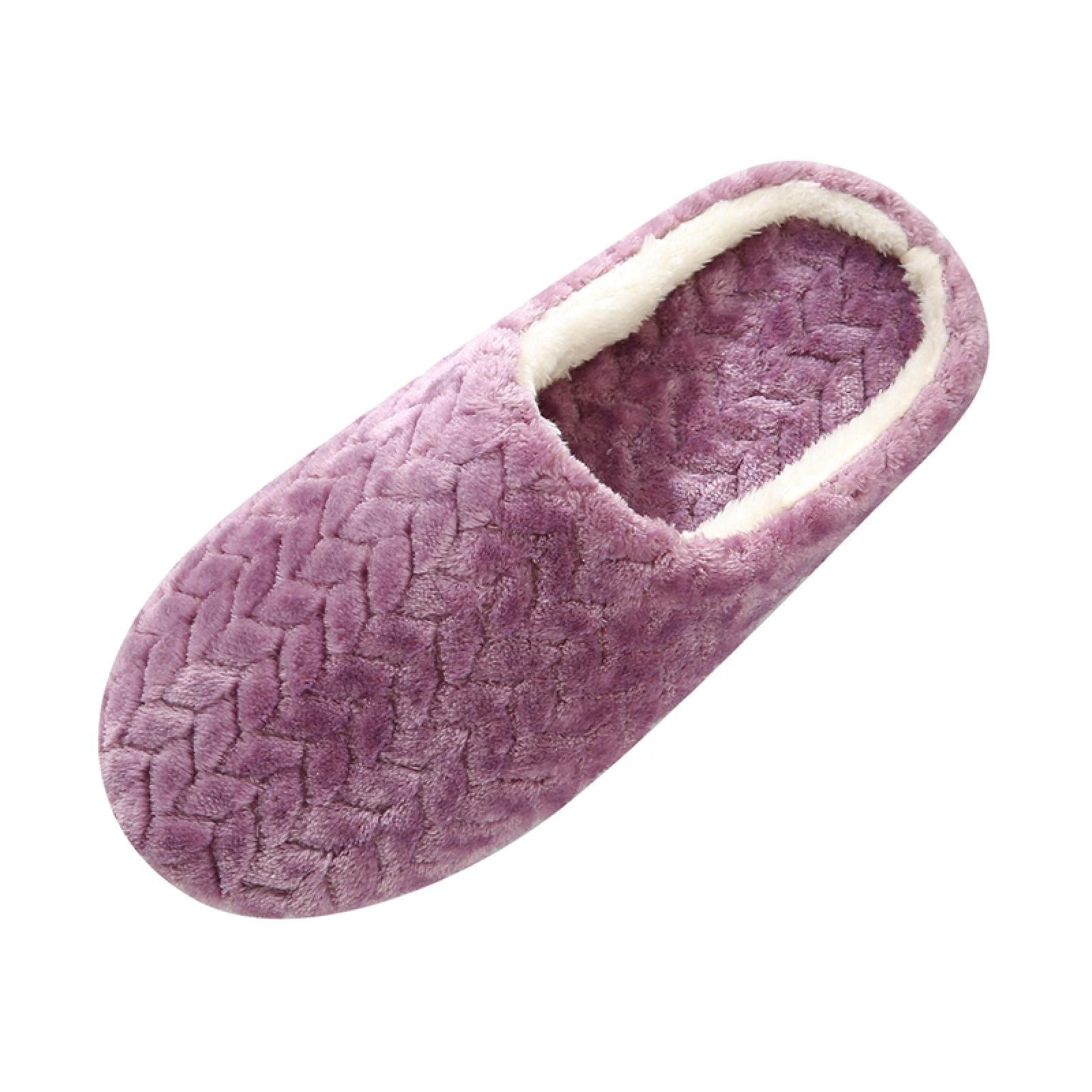Warm Winter Slippers for Women & Men - Soft Indoor House Shoes with Non-Slip Sole, Comfortable Cozy Home Slides (Size 6-11) - Perfect for Lounging, Relaxing & Cold Weather Comfort (Purple)